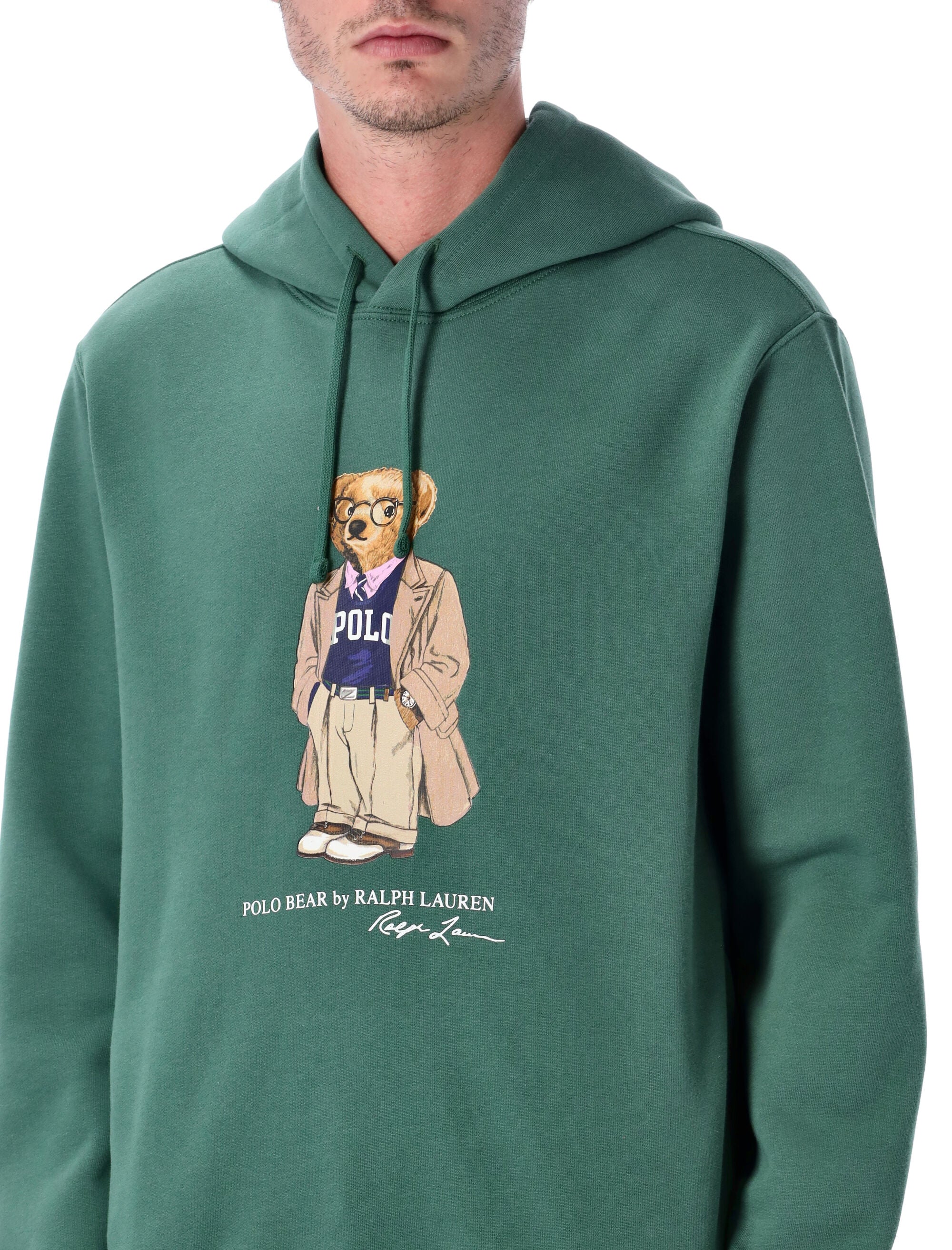 Polo Ralph Lauren Bear fleece hoodie Green Cotton Sweatshirt