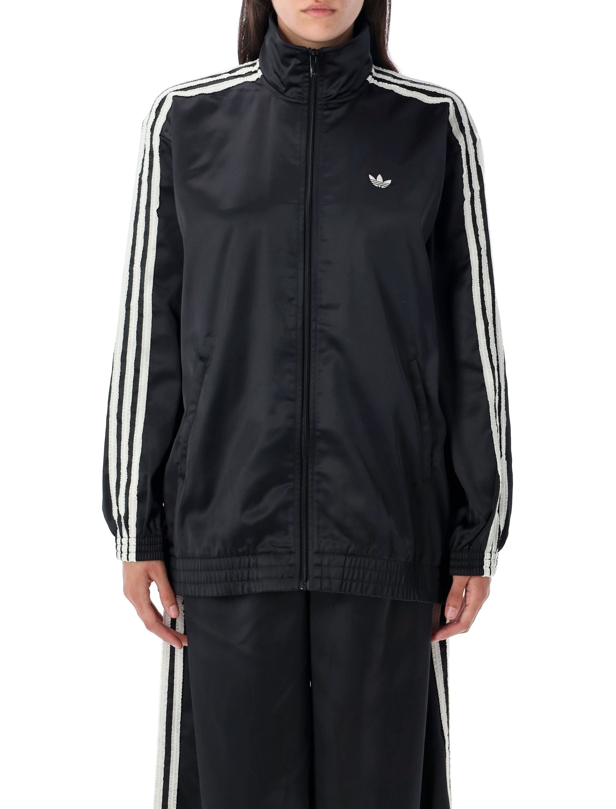 Satin ruffle 3-Stripes firebird track jacket Black Polyester Sweatshirt
