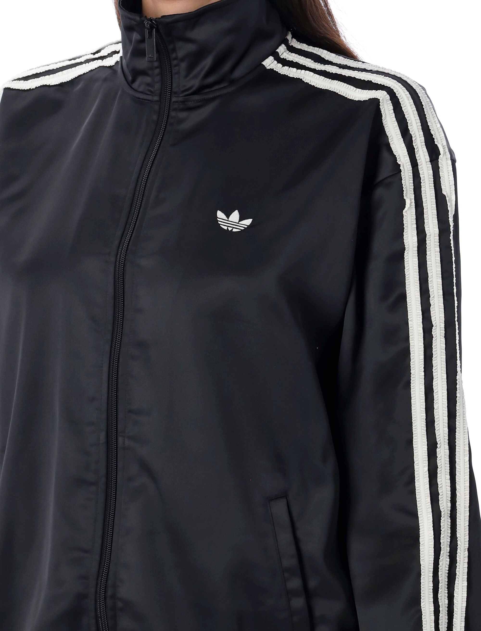 Satin ruffle 3-Stripes firebird track jacket Black Polyester Sweatshirt