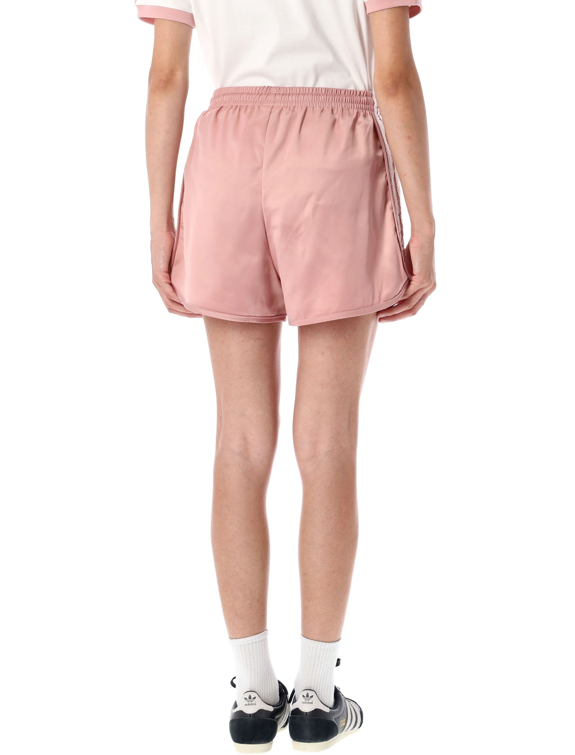 Satin ruffled 3-Stripes shorts Pink Polyester (recycled)