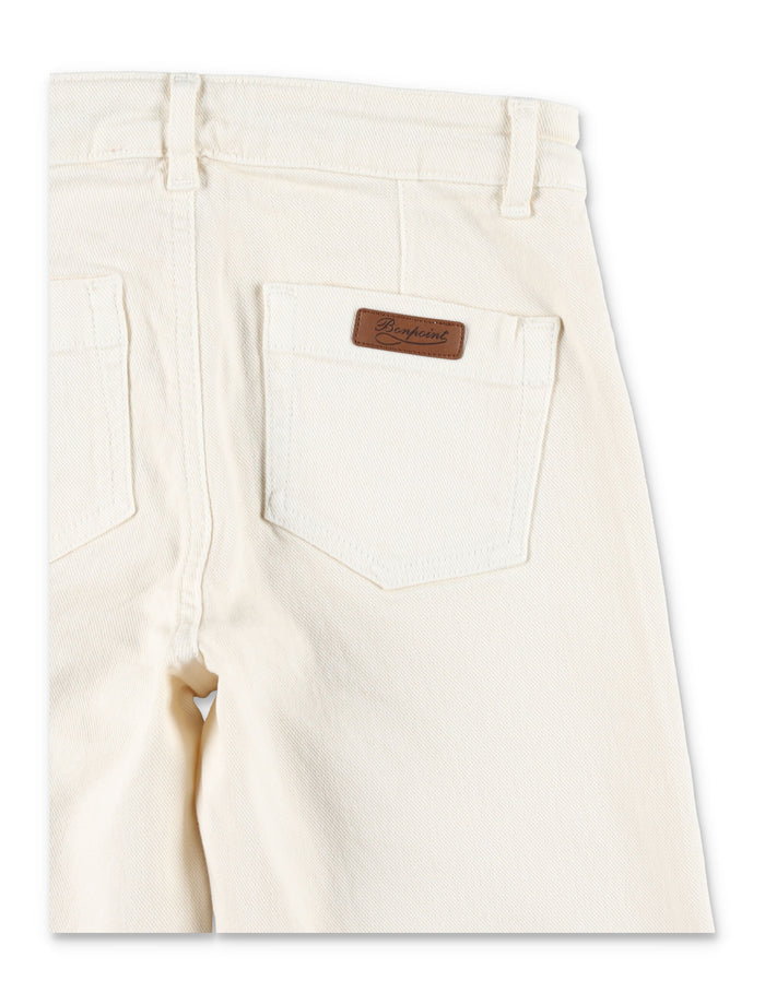Bonpoint Gersande girls pant in organic cotton denim Ivory Jean