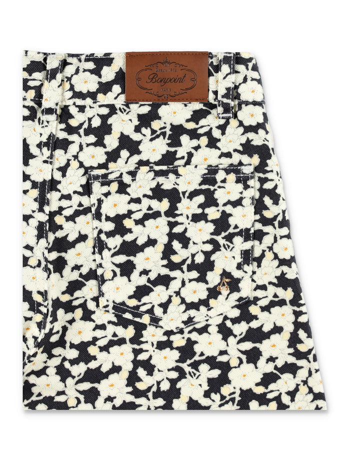Bonpoint Gersande flared Liberty denim floral trousers Noir Fiori Cotton Pant