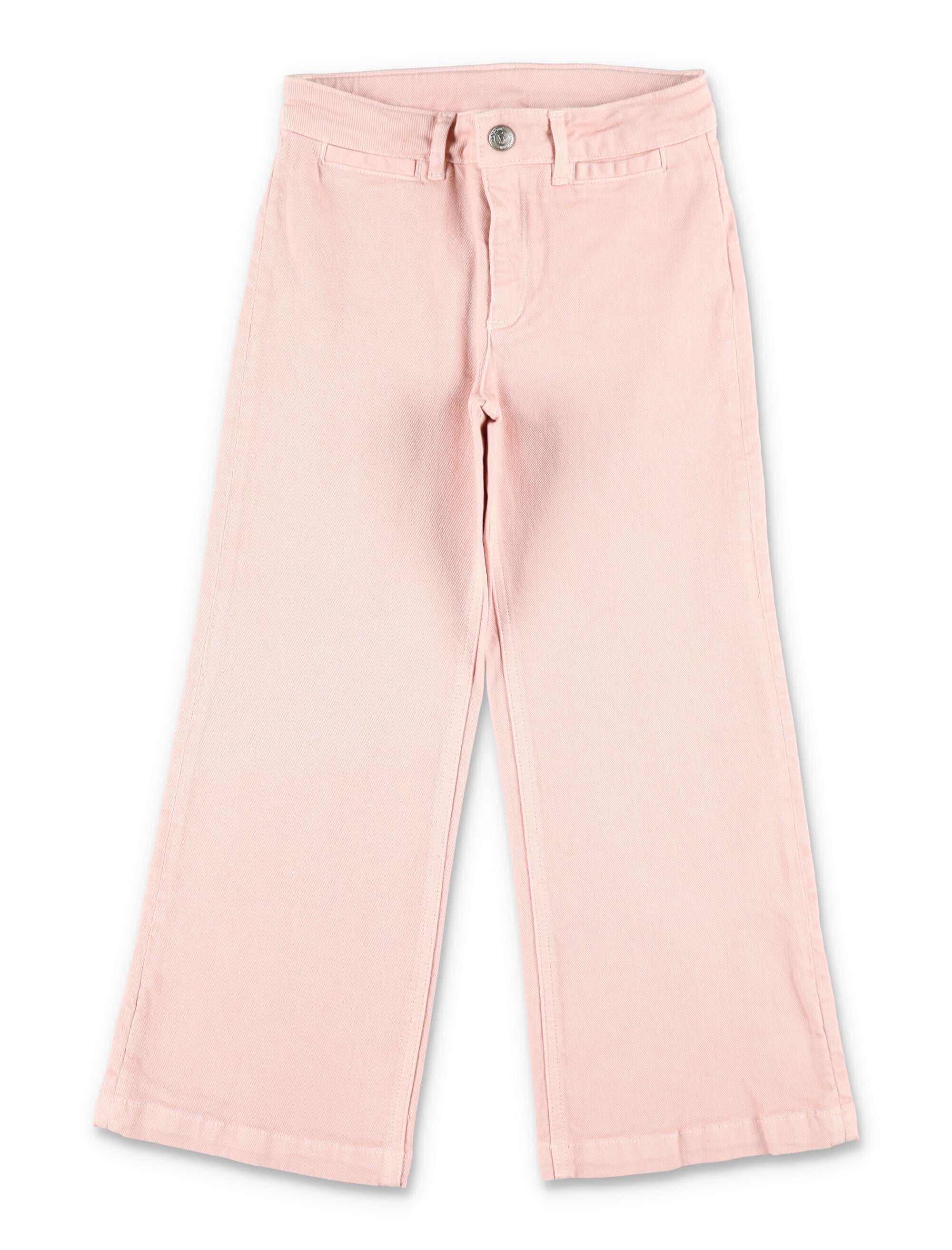 Bonpoint Gersande Girls Flared Jeans in Organic Cotton Pale Pink