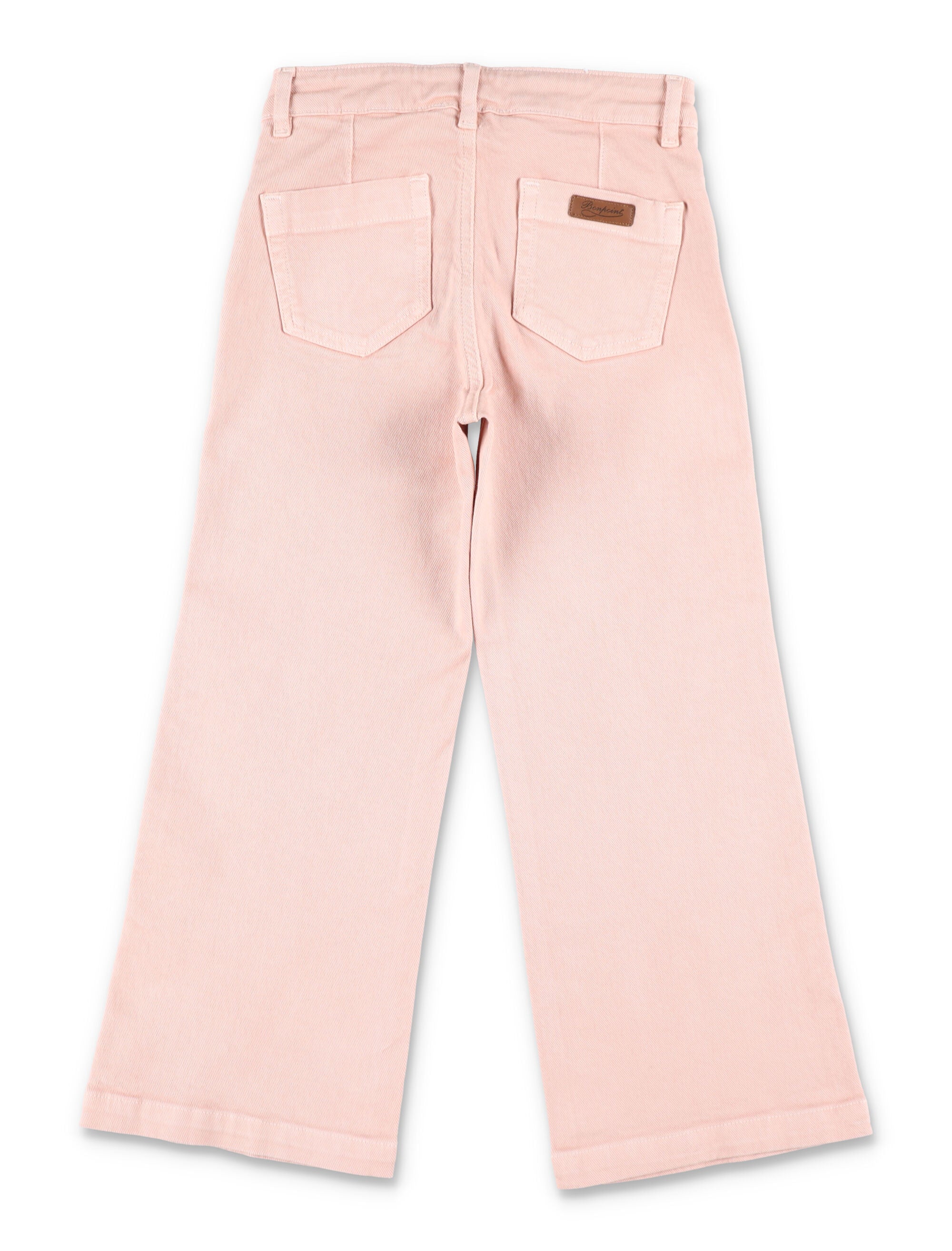 Bonpoint Gersande Girls Flared Jeans in Organic Cotton Pale Pink