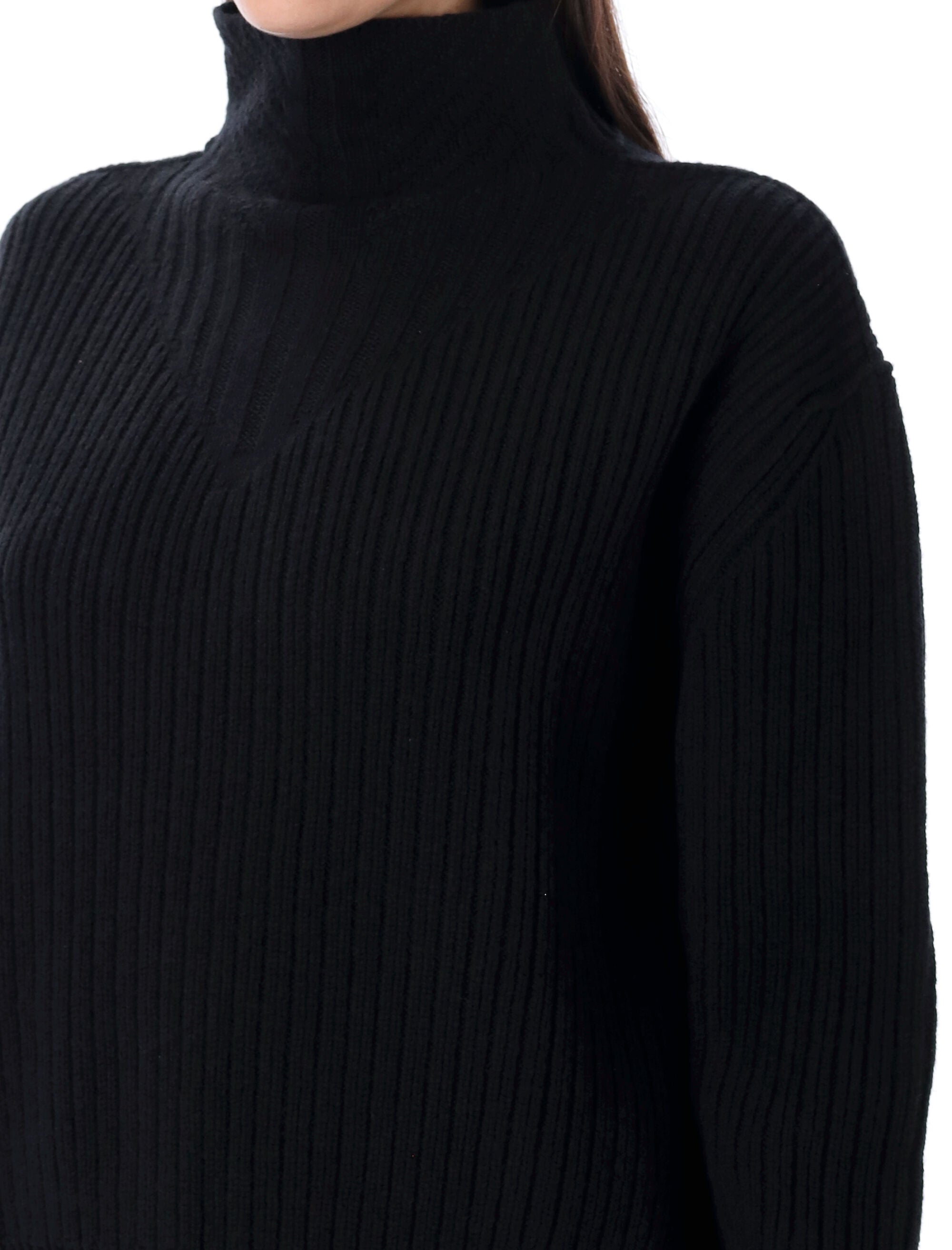 Fisherman turtle neck sweater Black New Wool