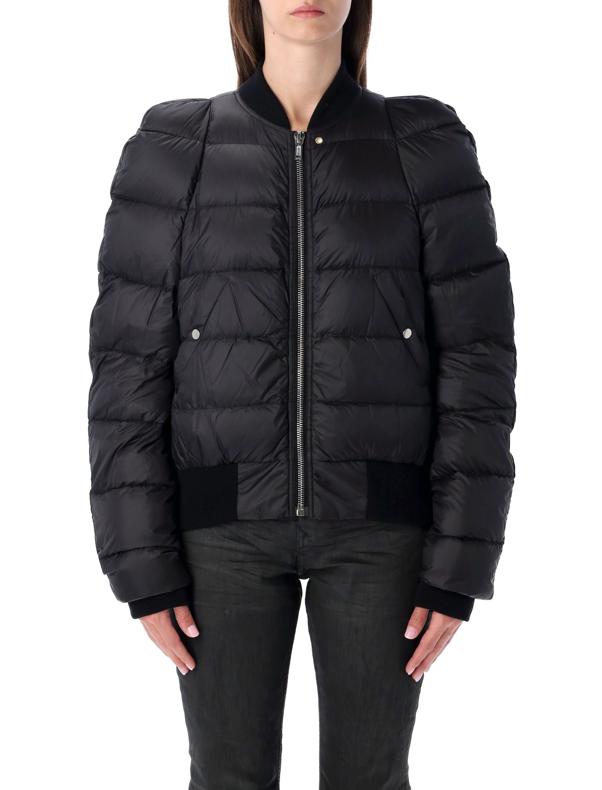 Rick Owens Black Padded Bomber Jacket Nylon Down