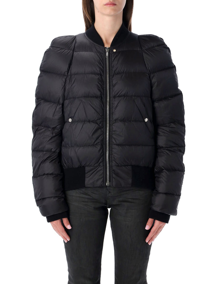 Rick Owens Black Padded Bomber Jacket Nylon Down