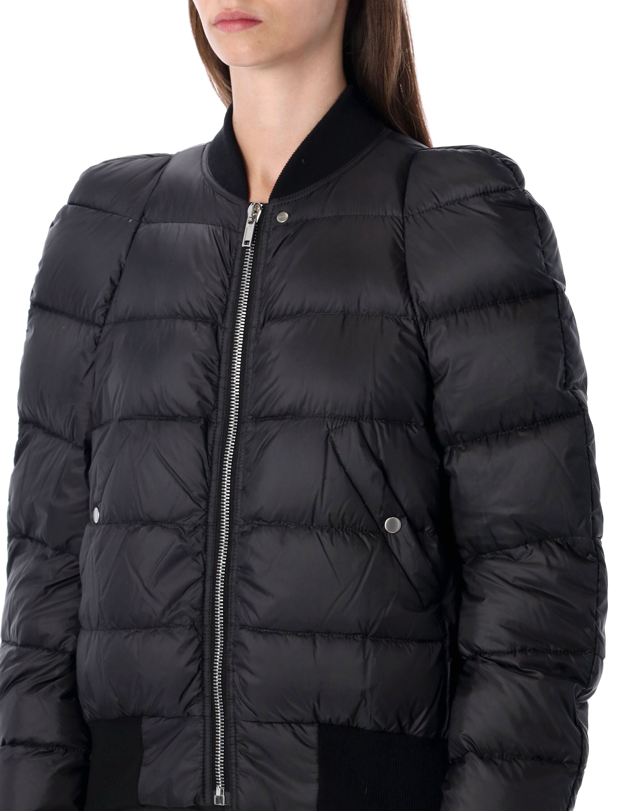 Rick Owens Black Padded Bomber Jacket Nylon Down