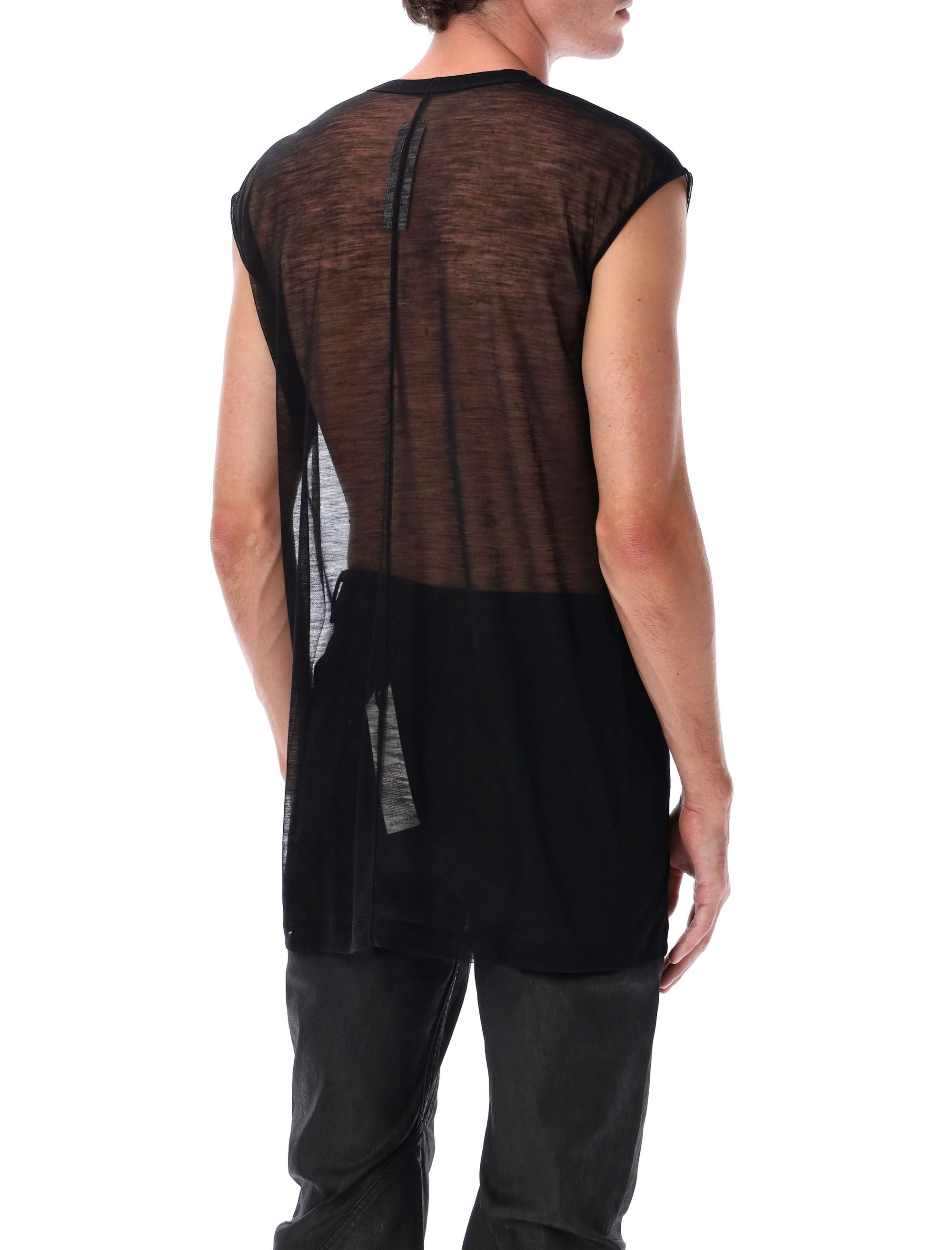 Rick Owens Black Sheer Wool Deep V Tank T-shirt