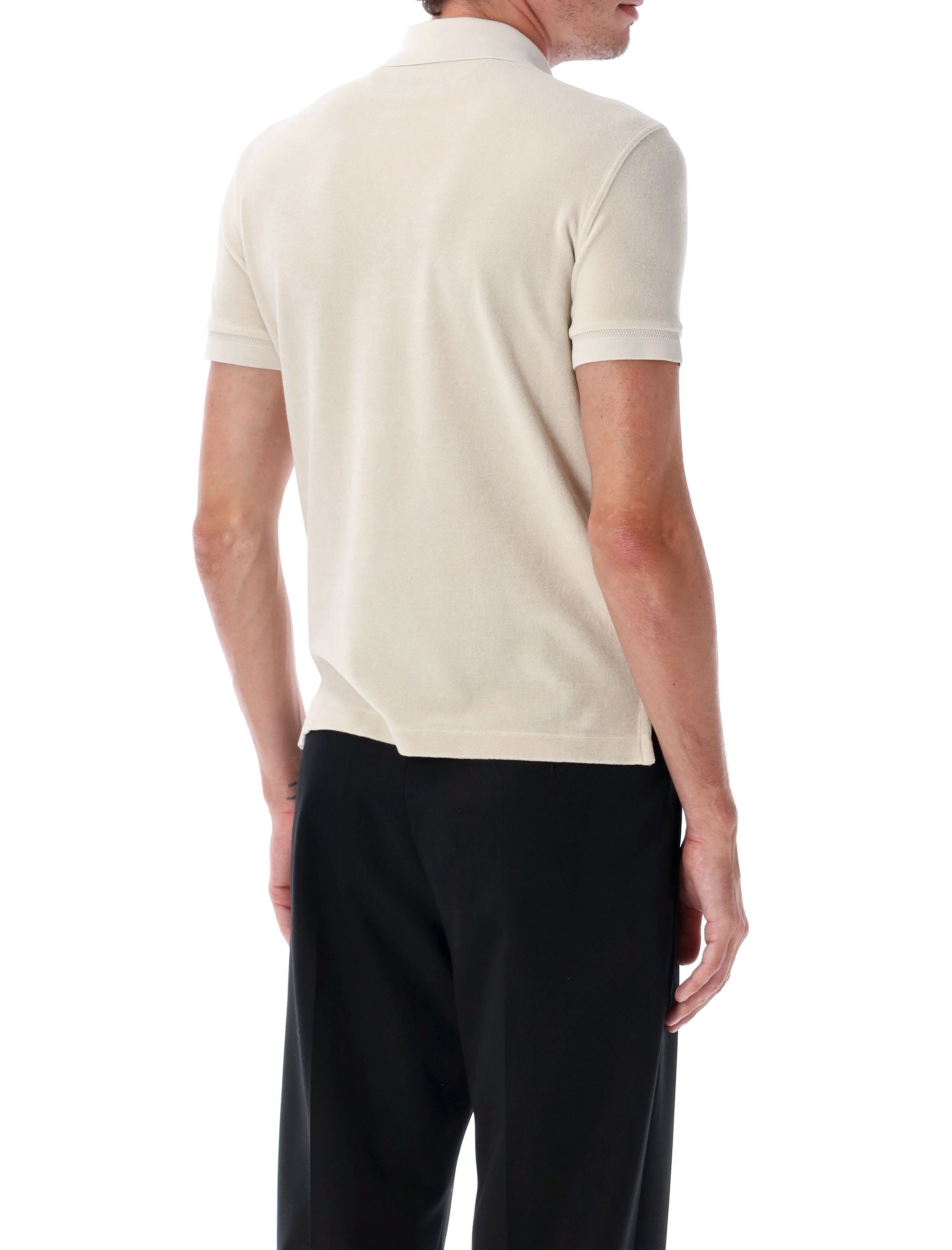 Towelling polo Bone White Cotton T-shirt