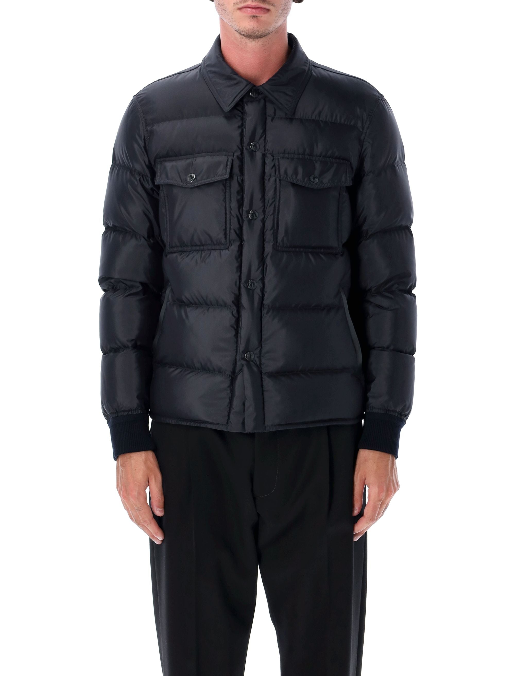 Techno satin down outershirt Night Indigo Polyester Lining Jacket