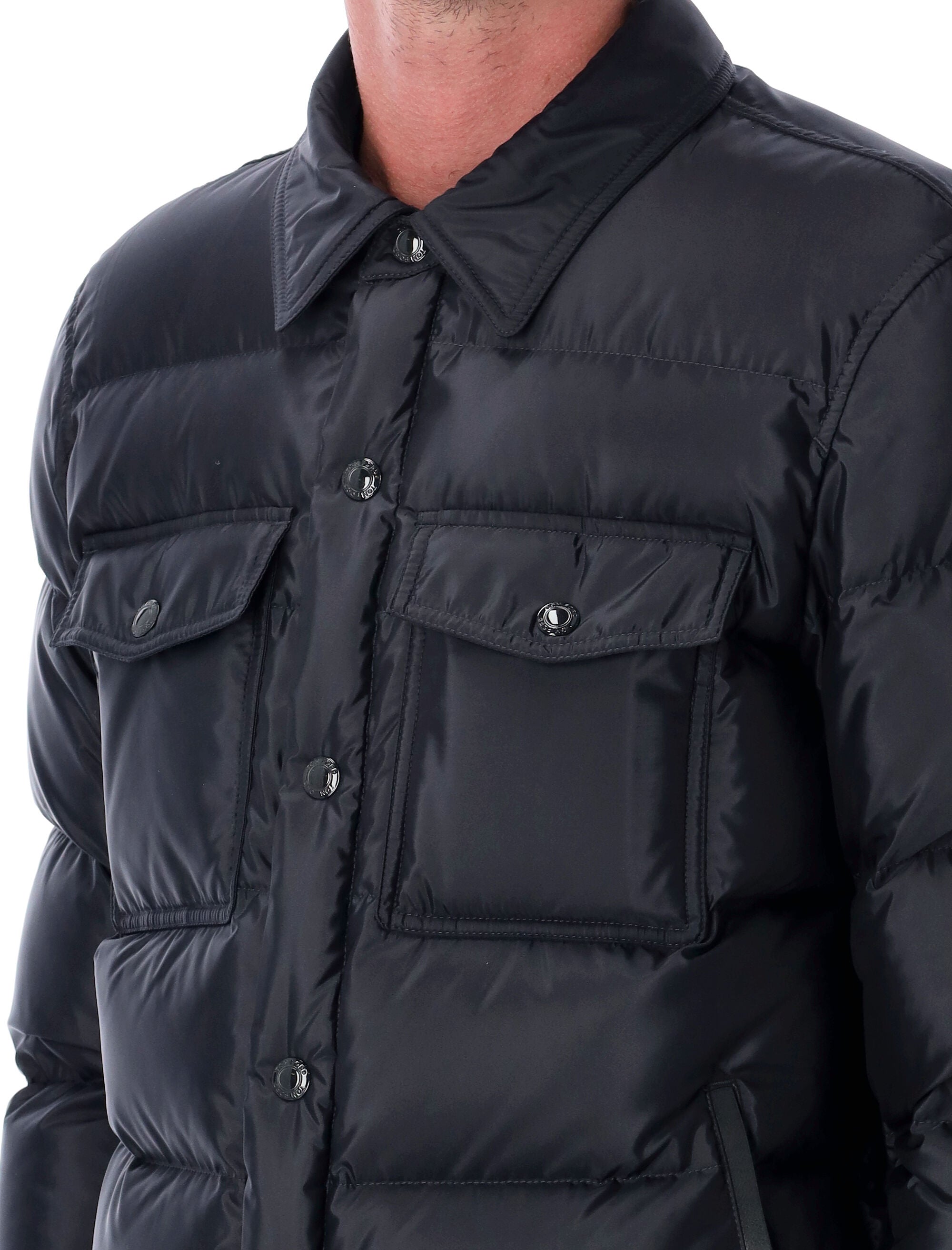 Techno satin down outershirt Night Indigo Polyester Lining Jacket