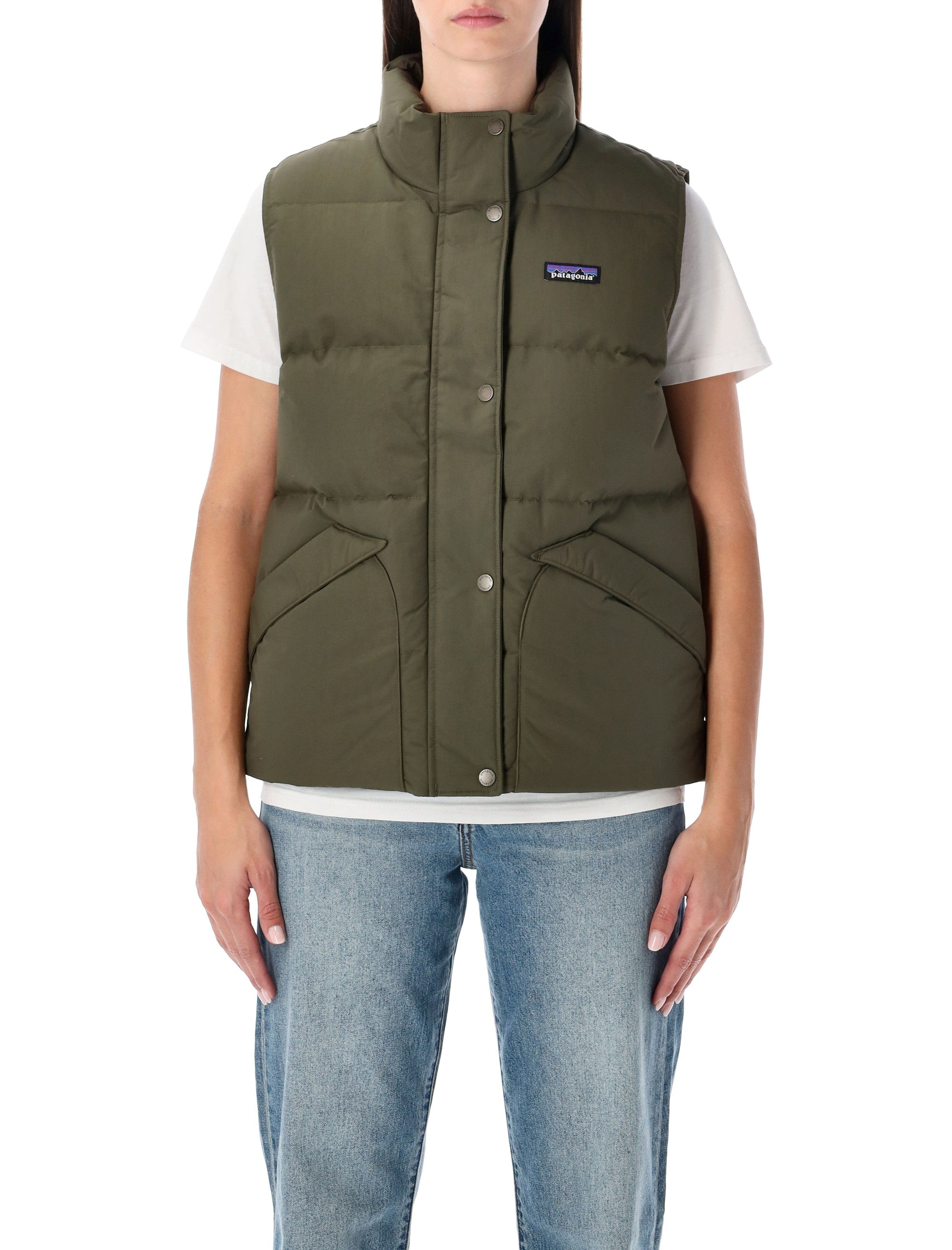 Patagonia Downdrift Recycled Down Vest Basin Green Nylon Lining