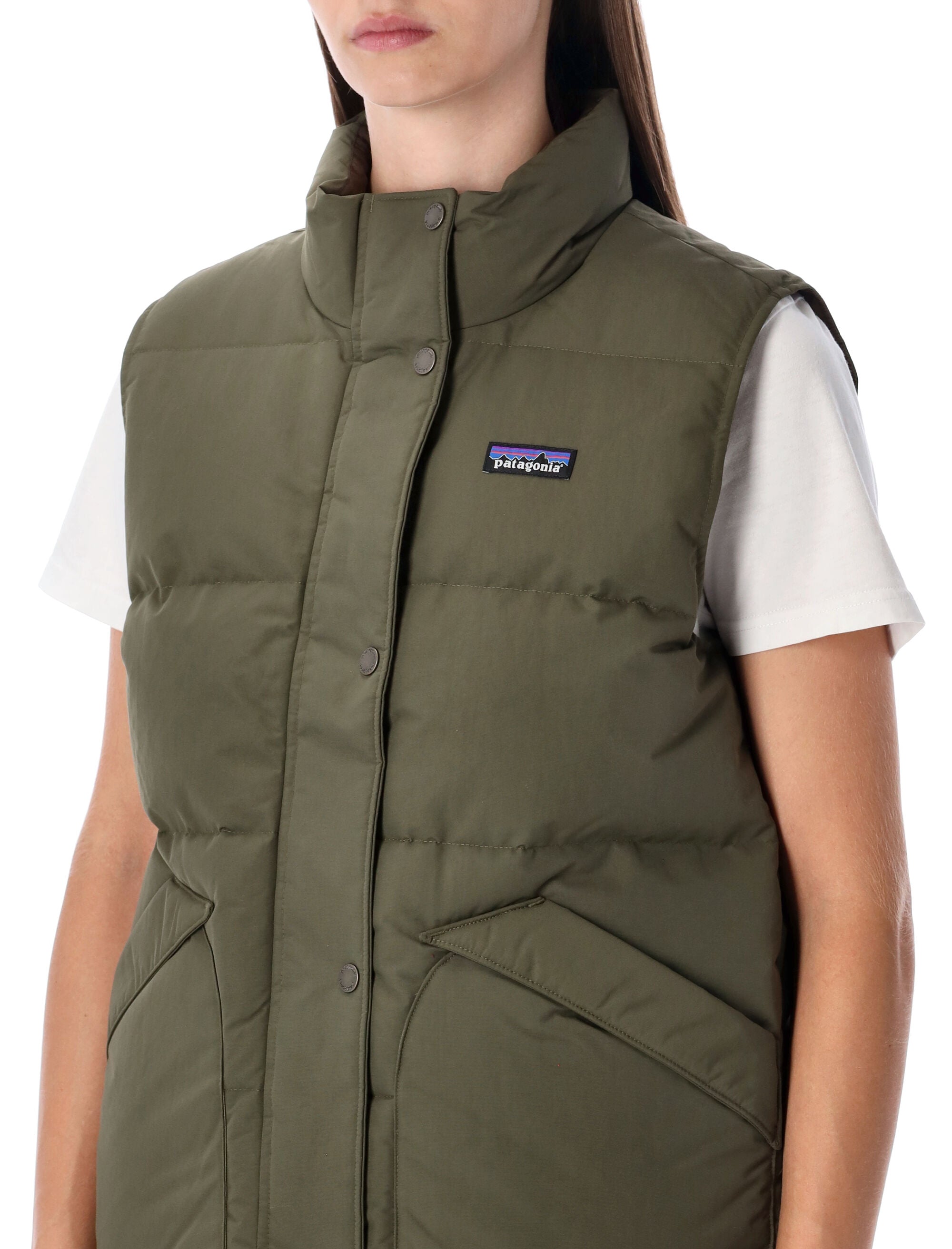 Patagonia Downdrift Recycled Down Vest Basin Green Nylon Lining