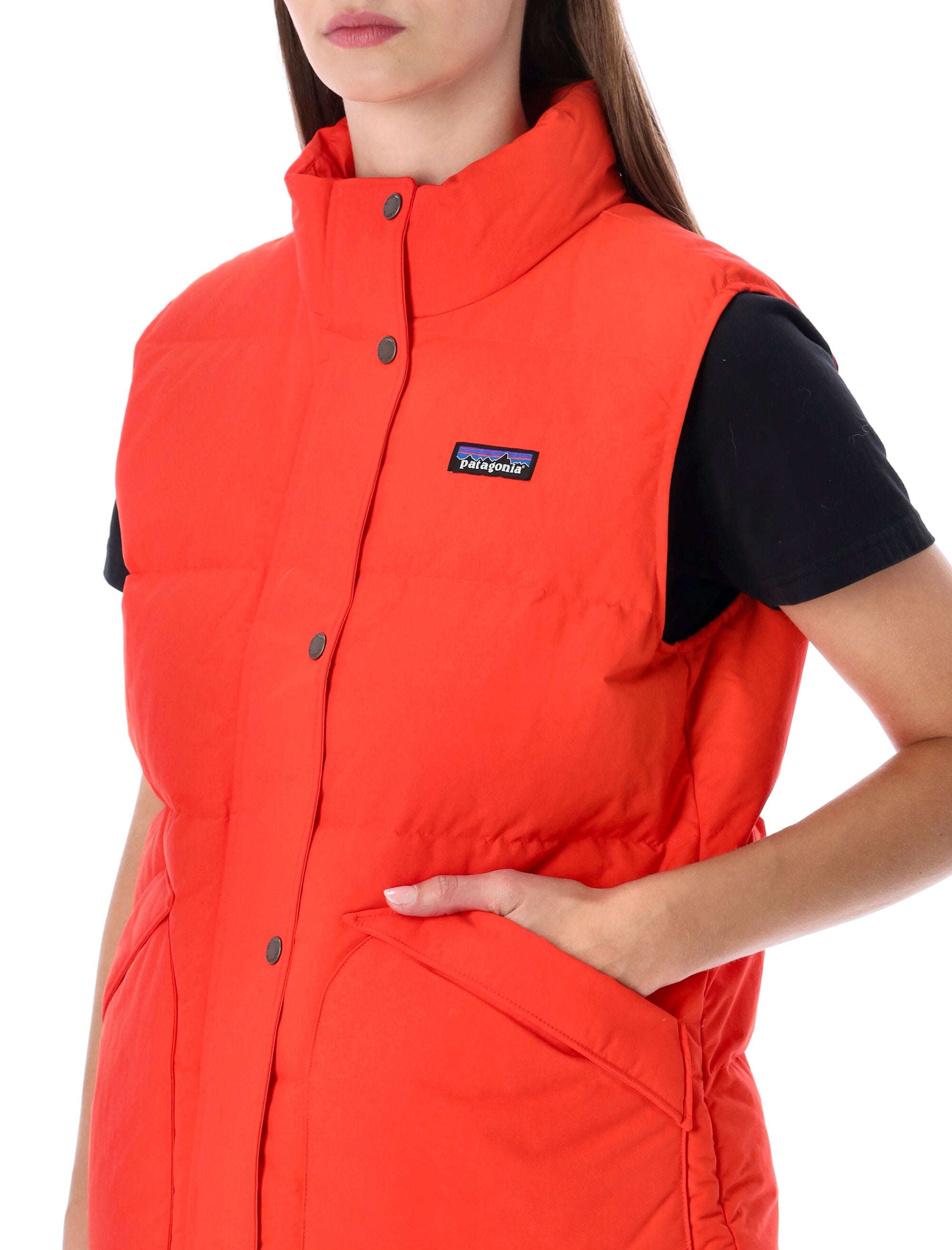 Patagonia Downdrift recycled down vest Sizzle Red Nylon Lining