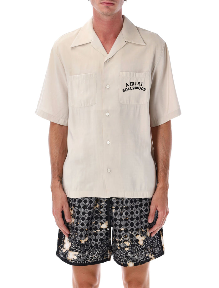 Amiri Hollywood Print Bowling Shirt Alabaster Modal