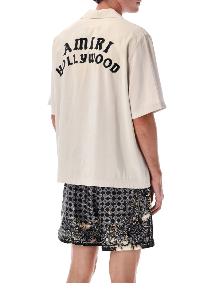 Amiri Hollywood Print Bowling Shirt Alabaster Modal