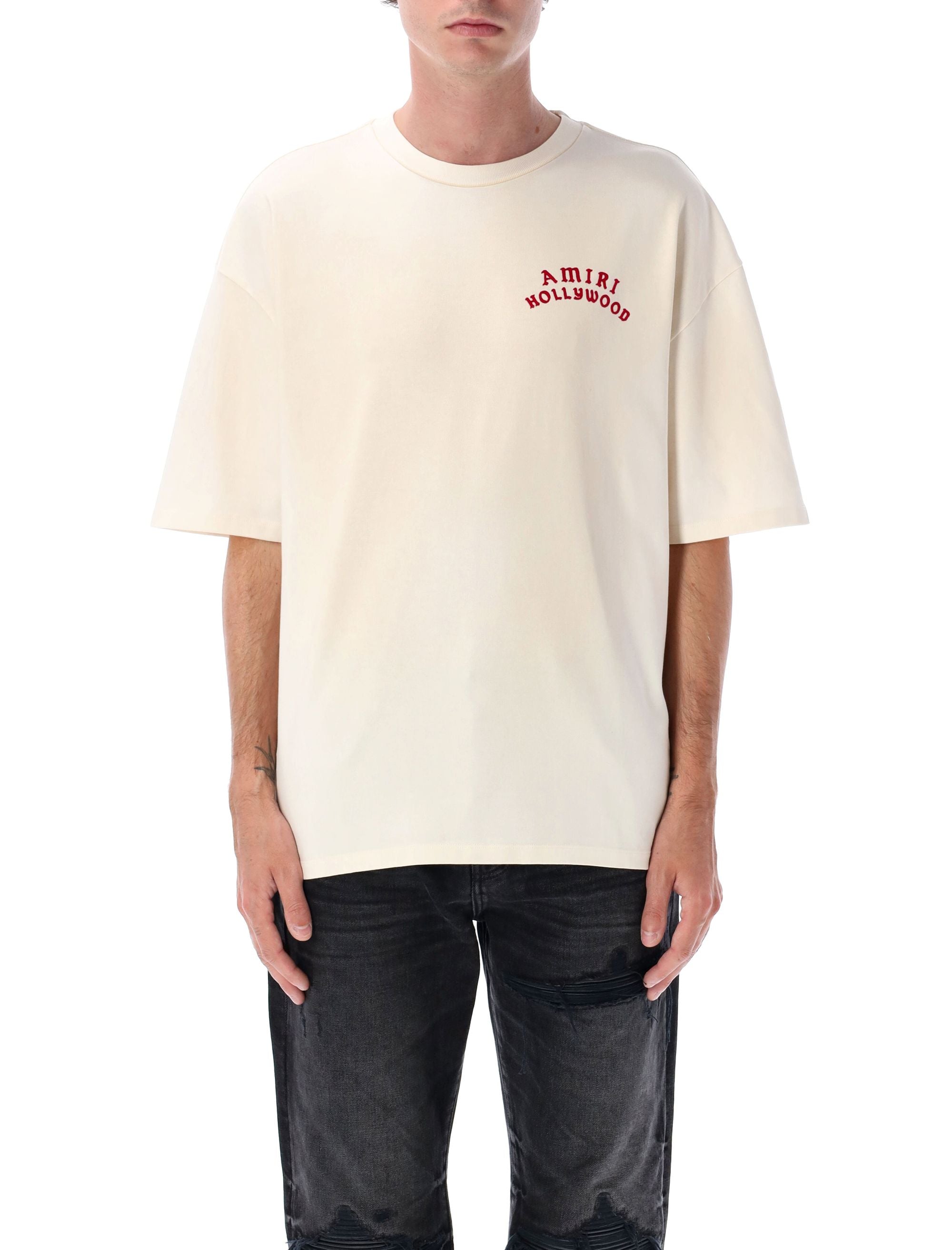 Hollywood oversized tee Ivory Red Cotton T-shirt