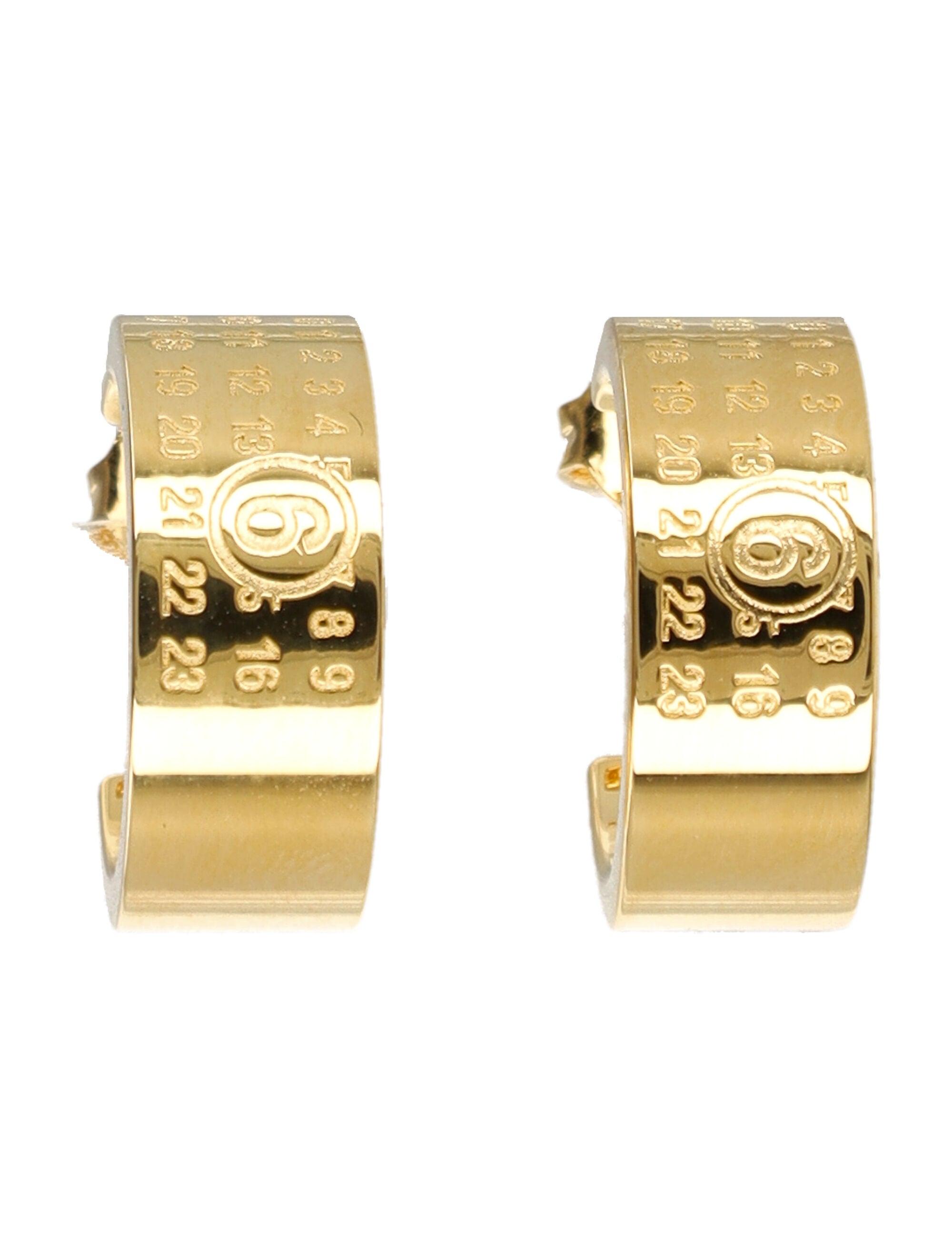 MM6 Maison Margiela numeric minimal signature hoop earrings Yellow Gold Polished Brass