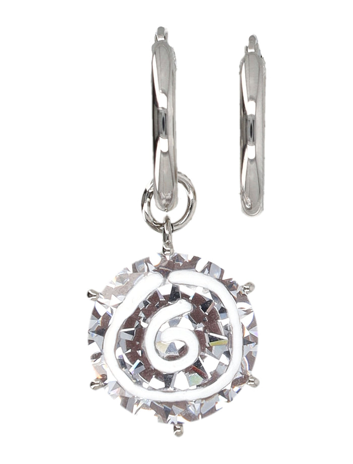 Diamond 6 Crystal Earrings Silver Brass