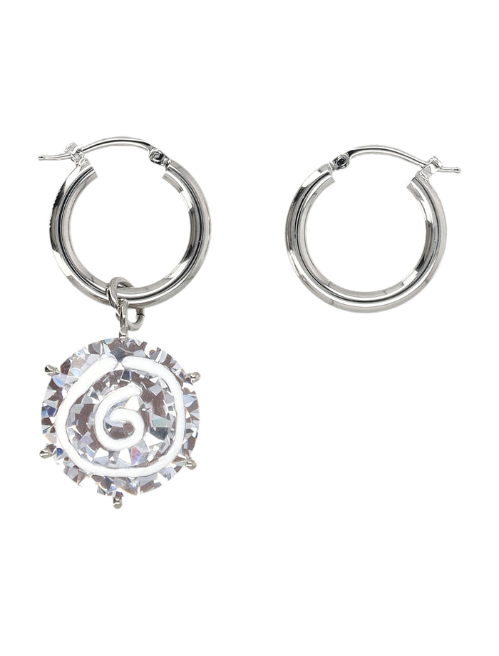 Diamond 6 Crystal Earrings Silver Brass