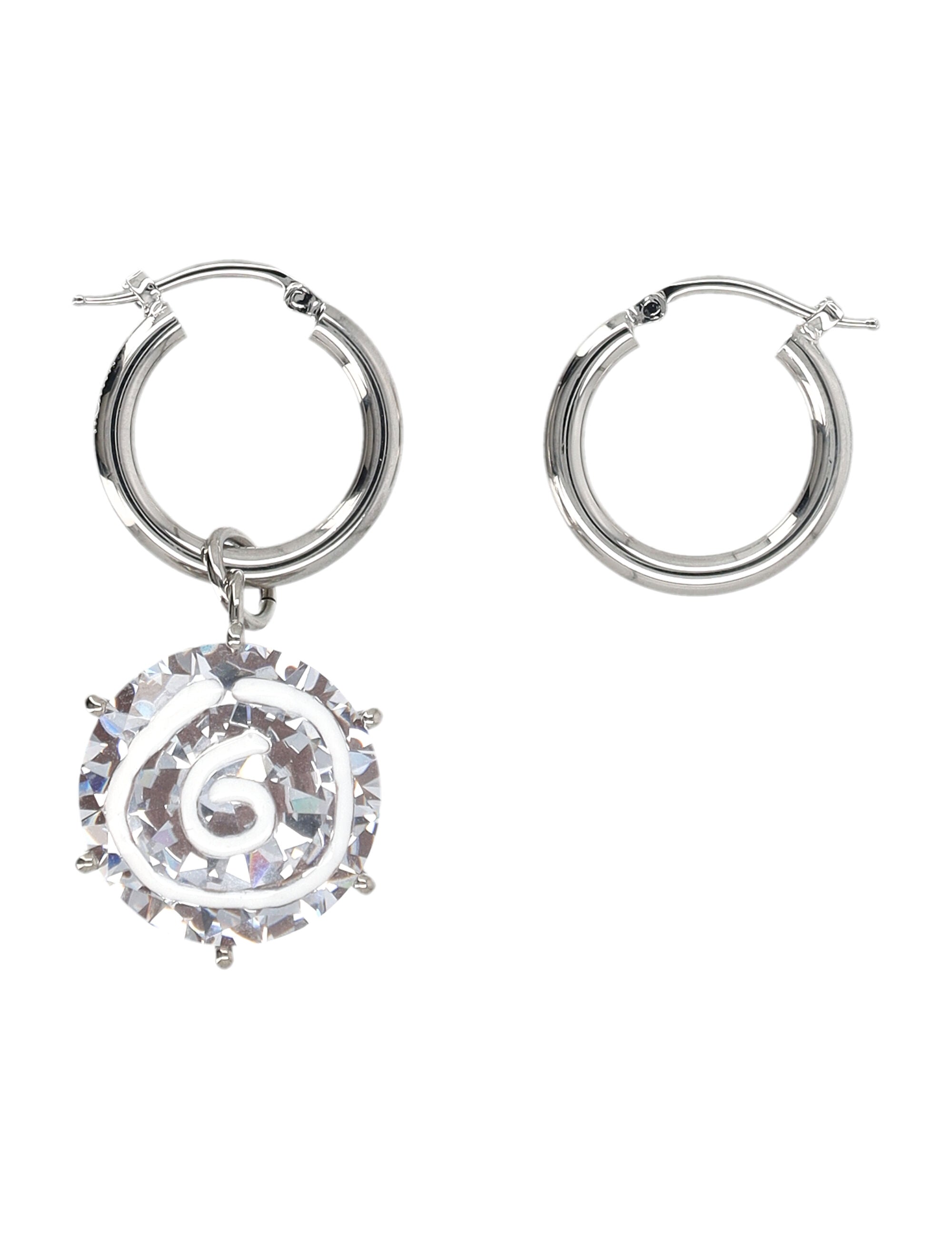 Diamond 6 Crystal Earrings Silver Brass