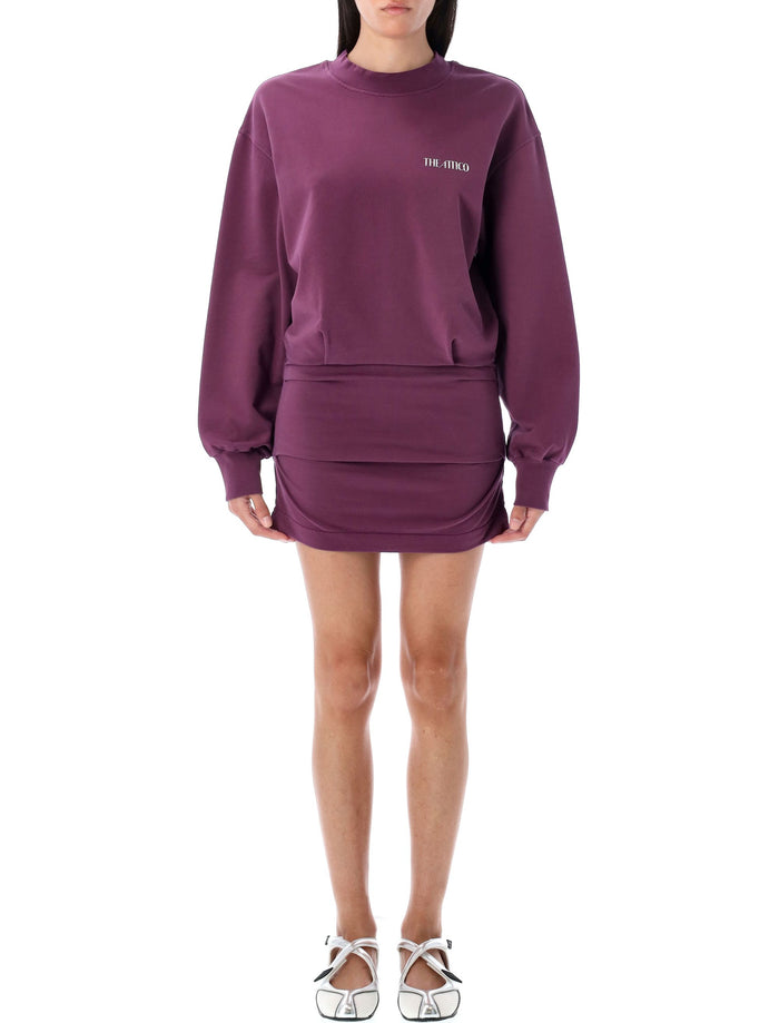 Light American fleece mini dress Burgundy Cotton