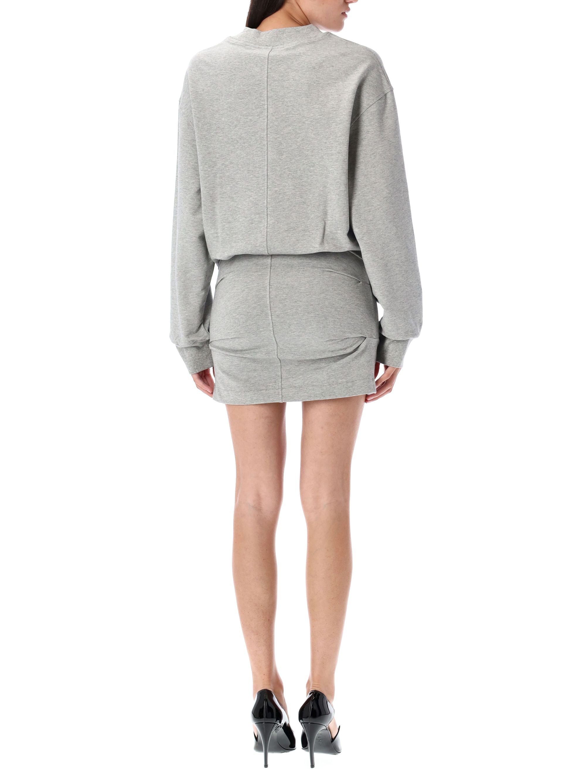 Light American fleece mini dress Melange Grey Cotton