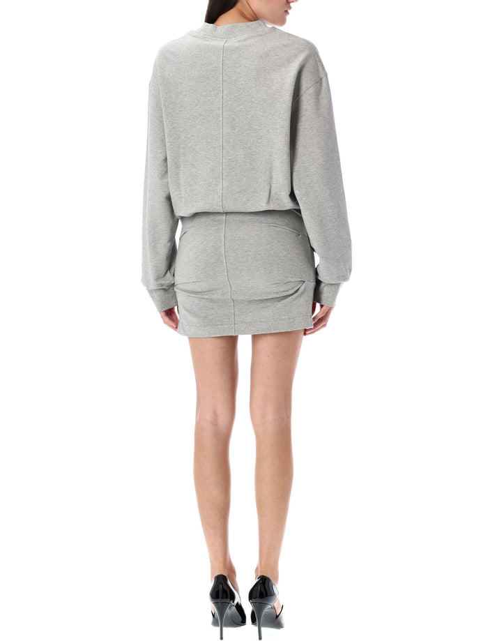 Light American fleece mini dress Melange Grey Cotton