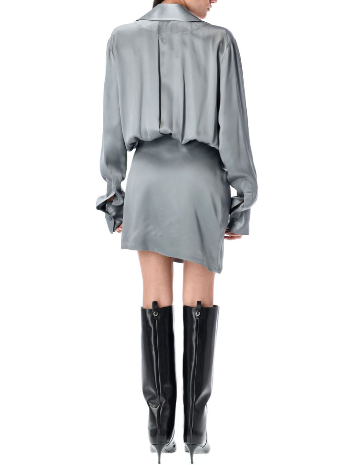 Satin mini dress Grey Viscose