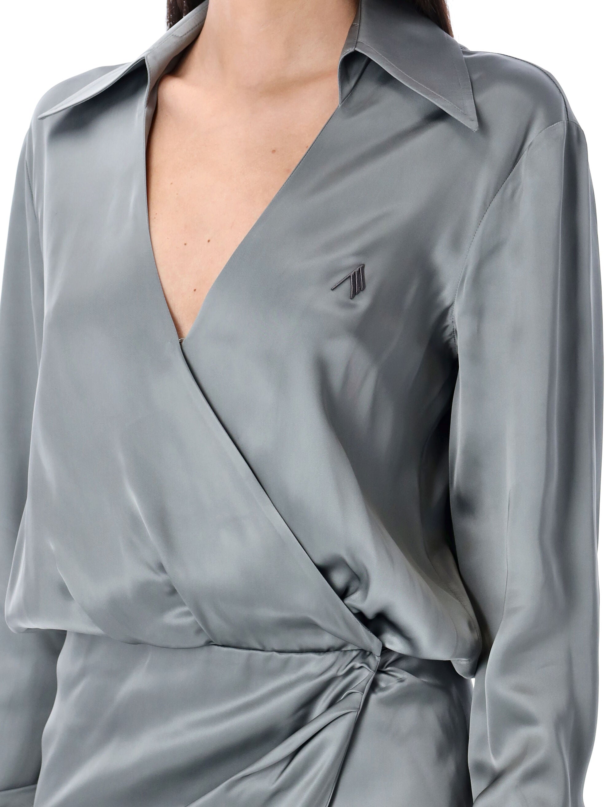 Satin mini dress Grey Viscose