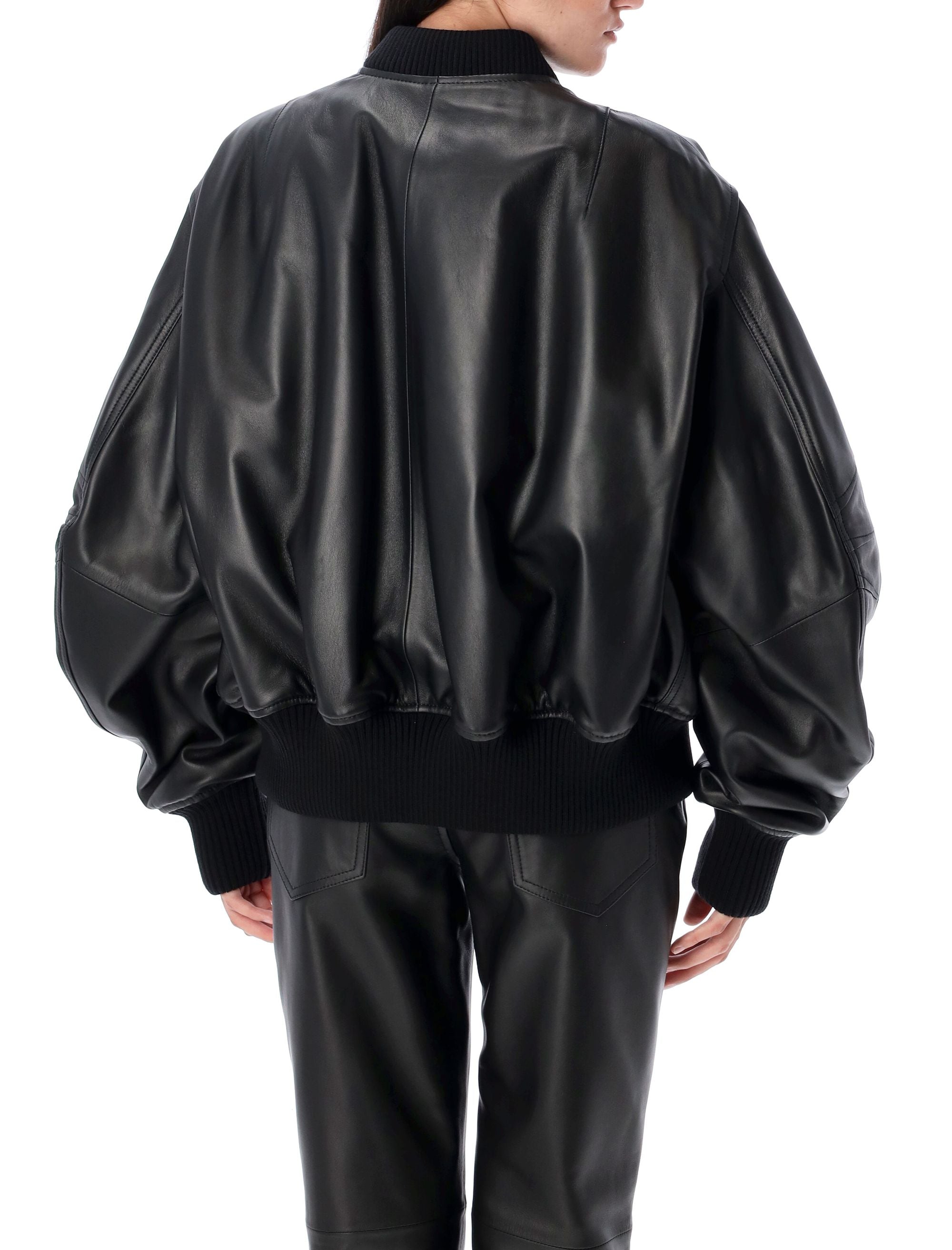 Anja leather bomber jacket Black
