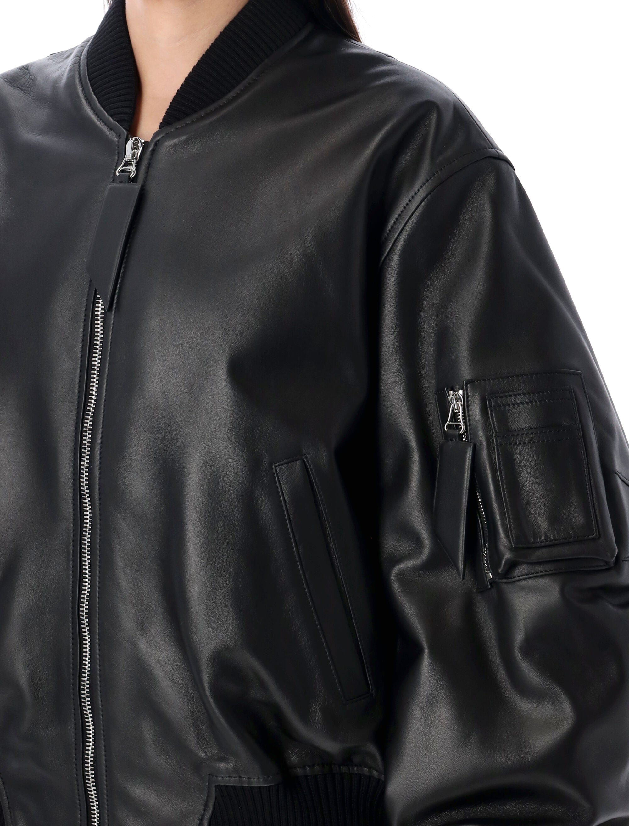 Anja leather bomber jacket Black