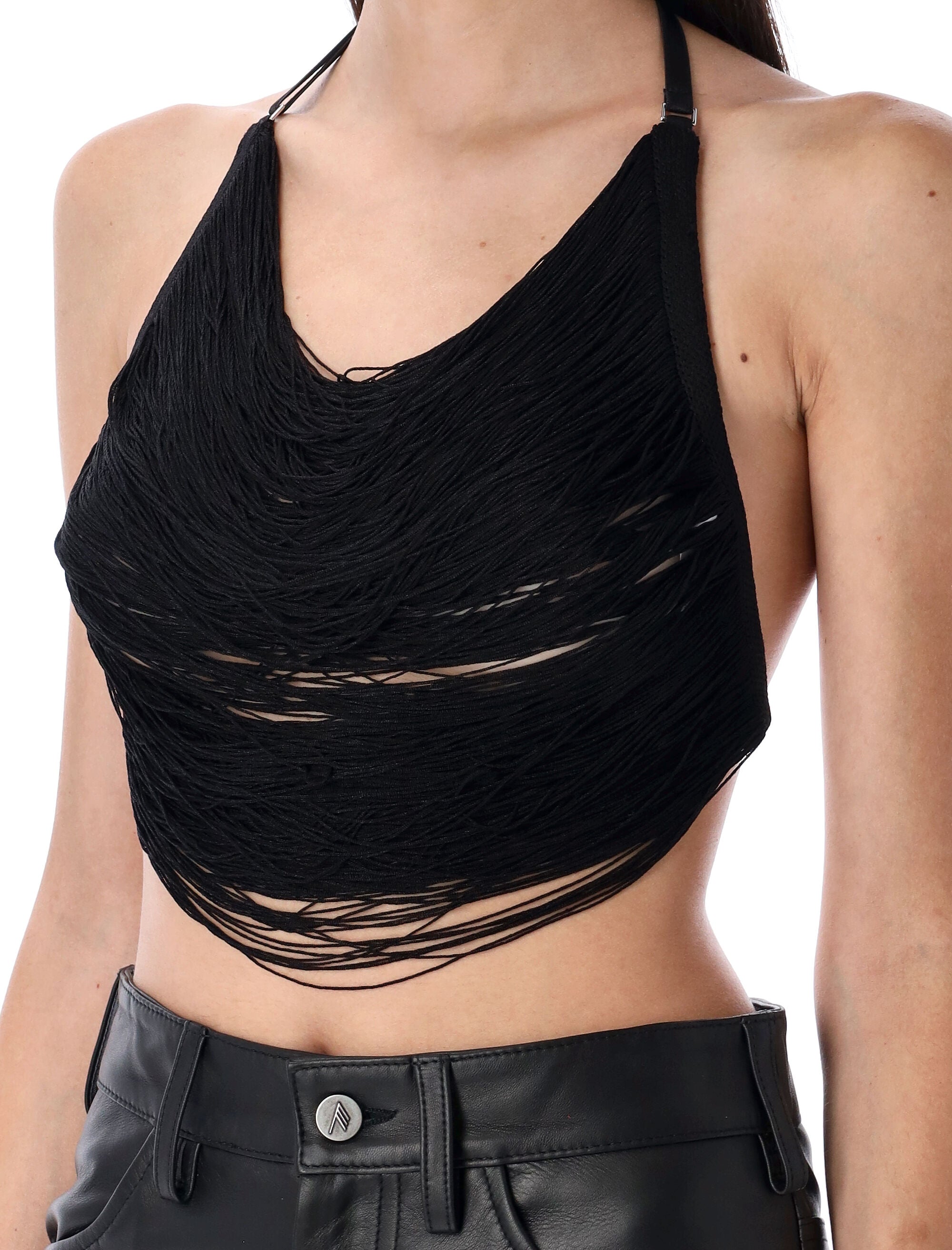 Fringes top Black Viscose