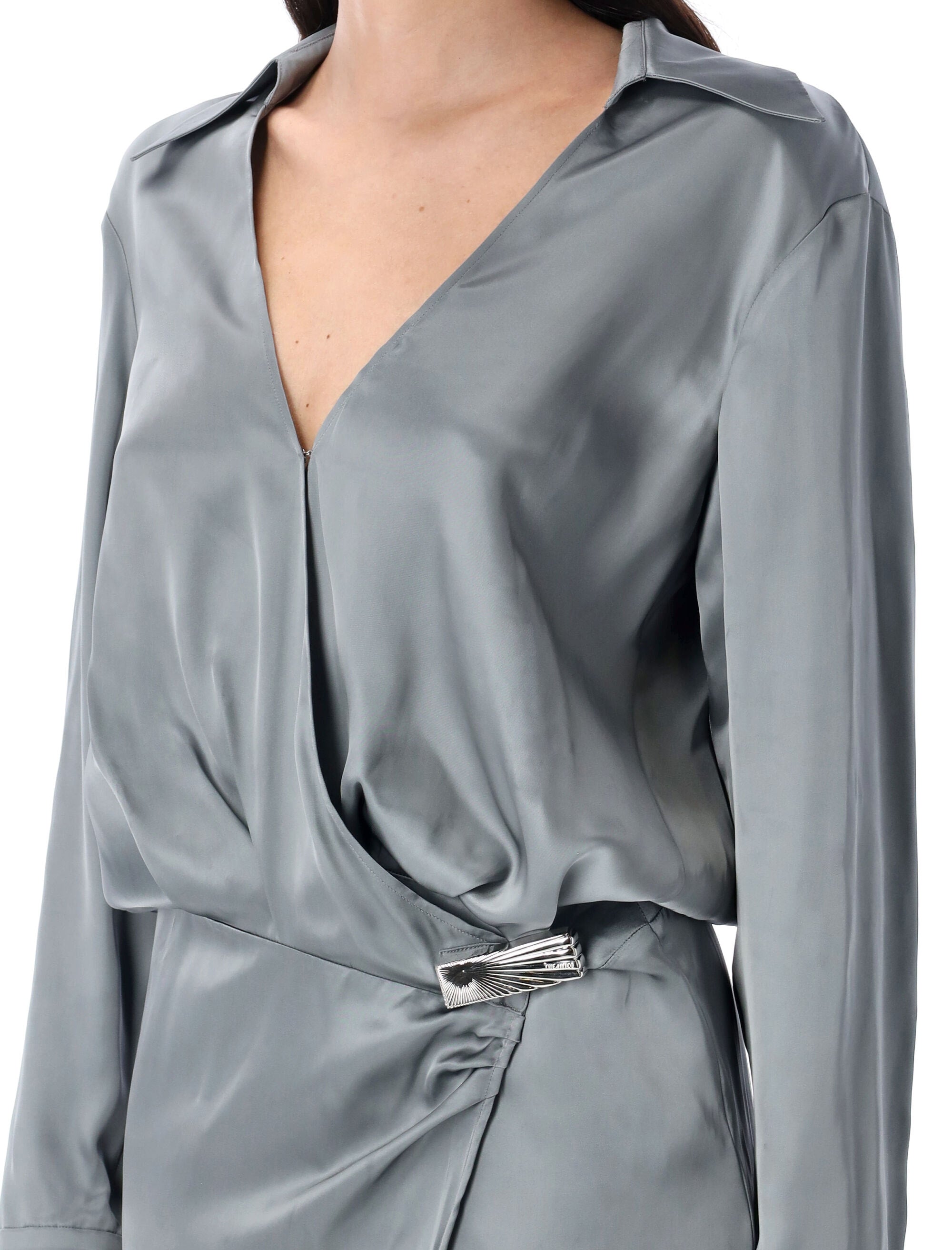 Satin long dress Grey Blue Viscose