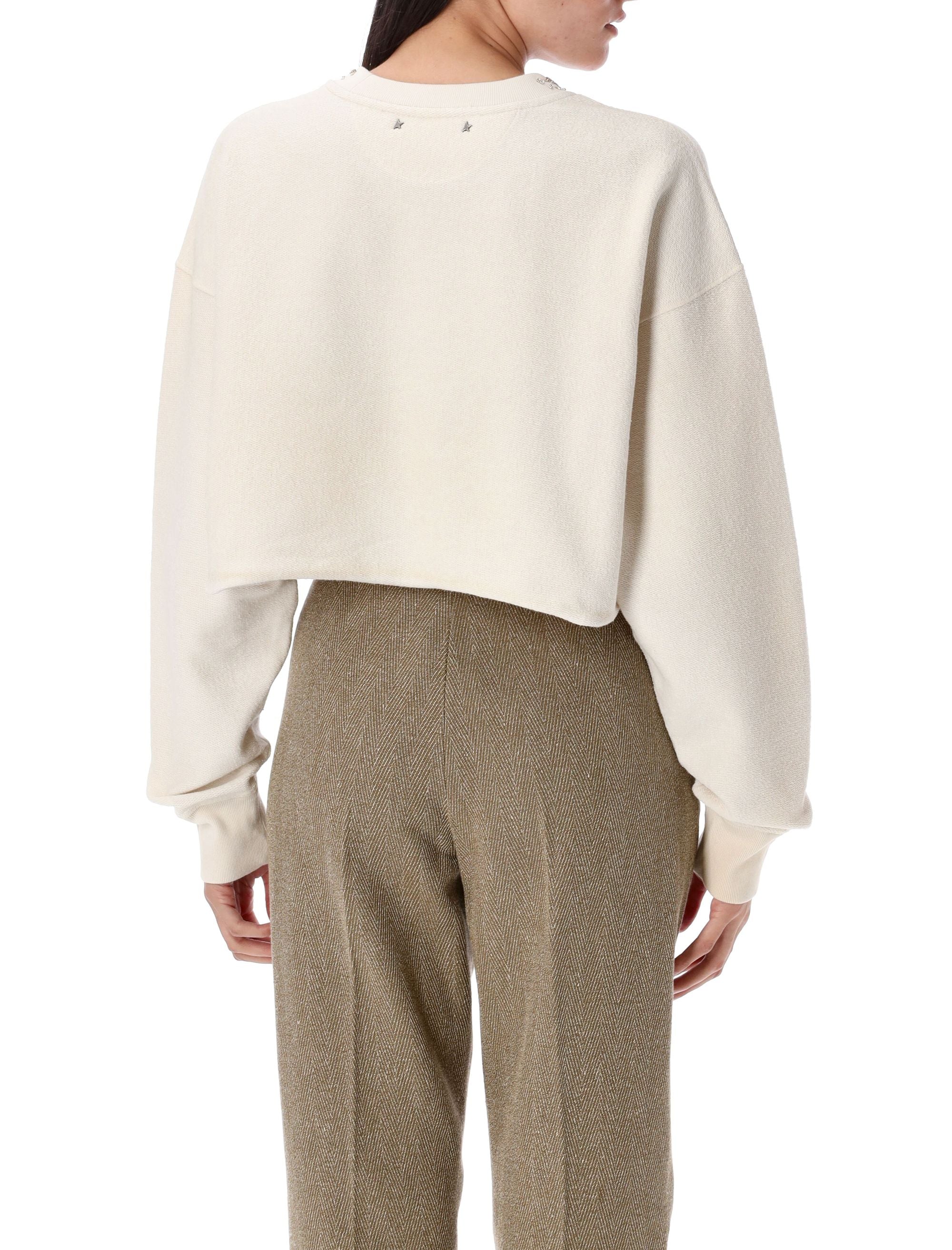 Crystals cropped sweatshirt Artic Wolf Cotton