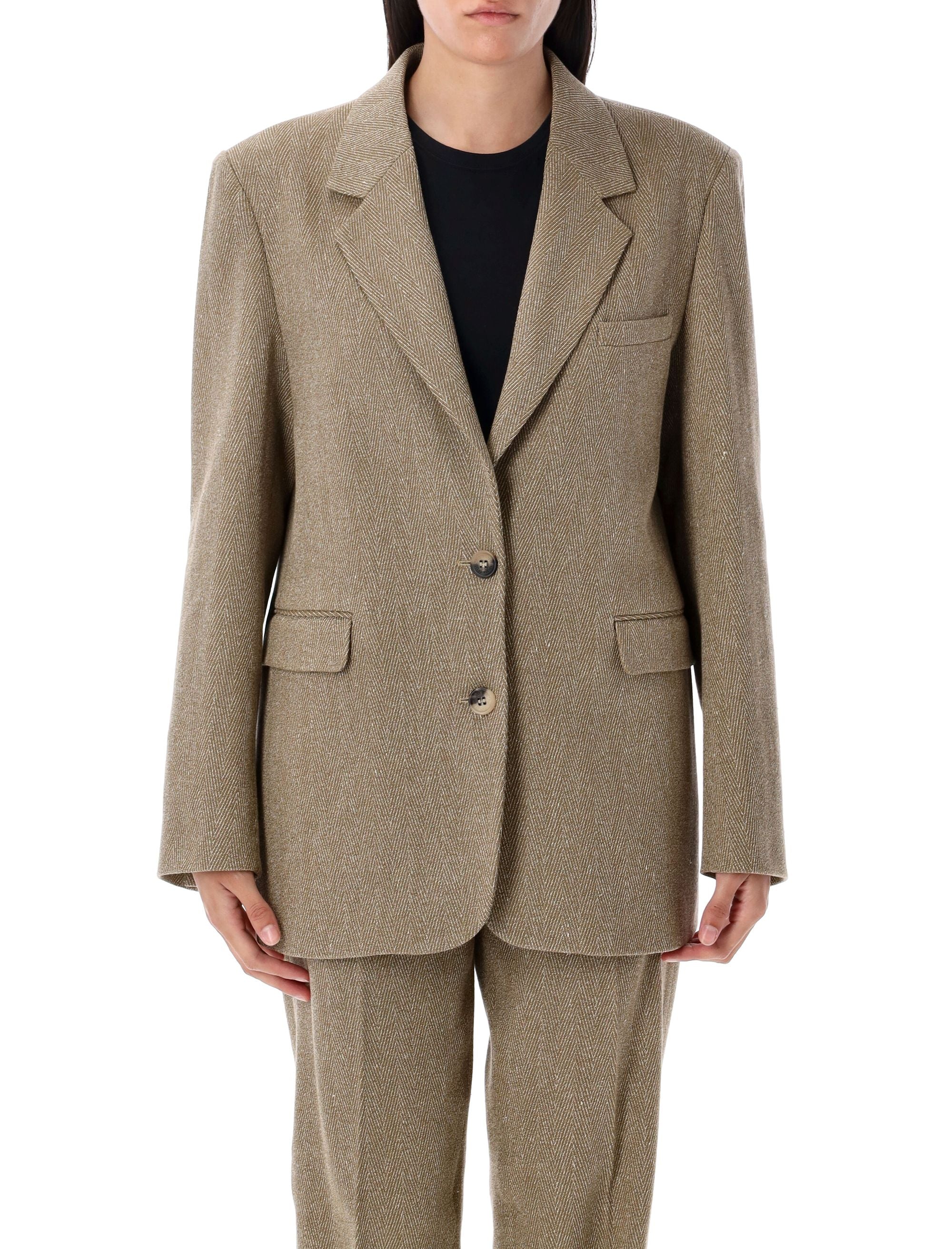 Single breasted blazer Golden Brown Linen