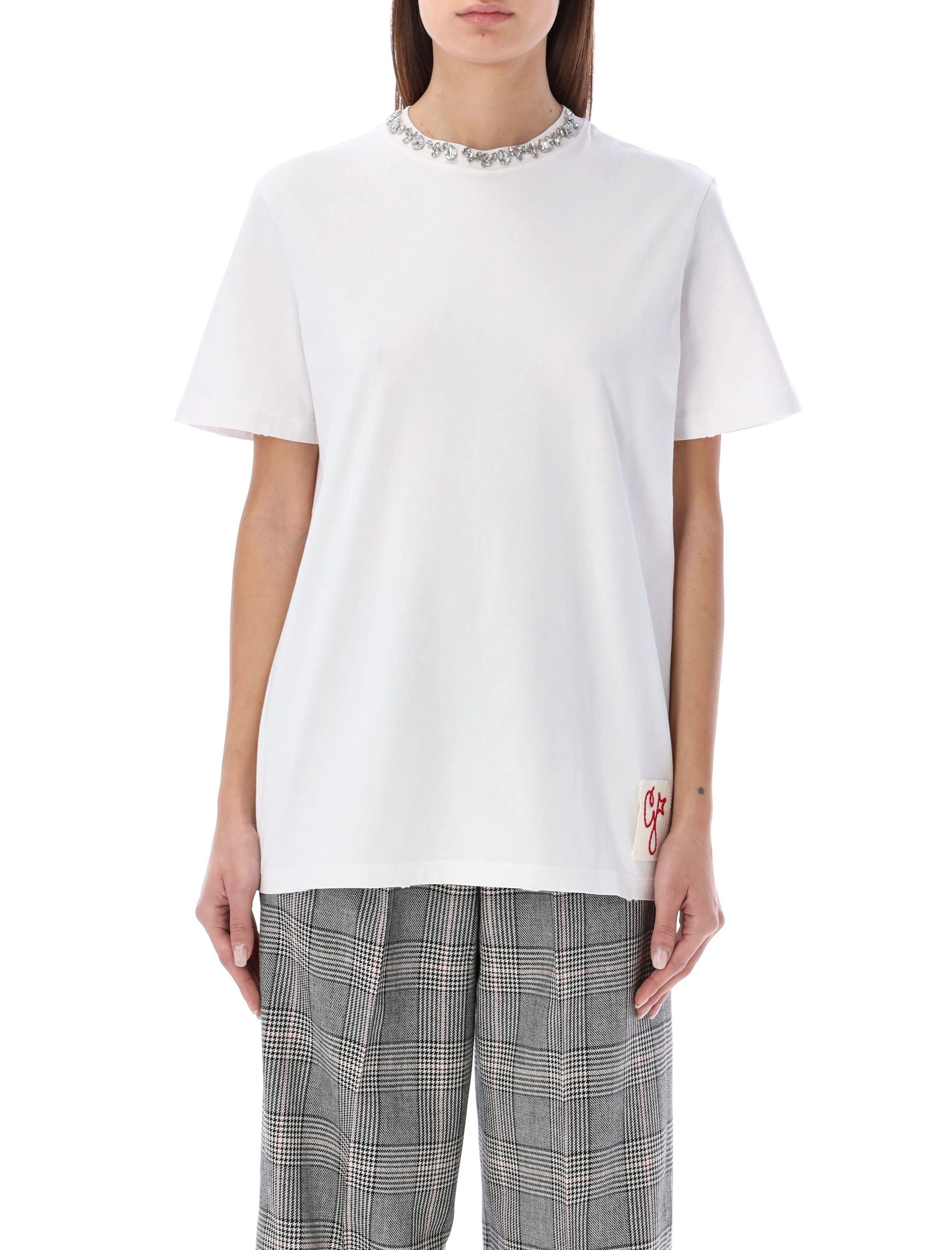 Rhinestones t-shirt White Cotton Tshirt