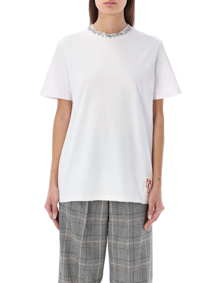 Rhinestones t-shirt White Cotton Tshirt
