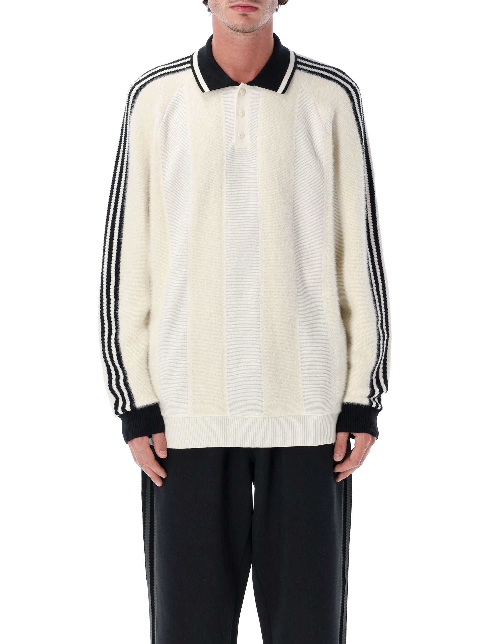 adidas Originals Premium Knitted Quarter-Button Jersey Cream White Recycled Polyester Sweater