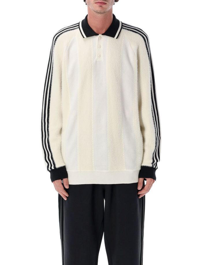 adidas Originals Premium Knitted Quarter-Button Jersey Cream White Recycled Polyester Sweater
