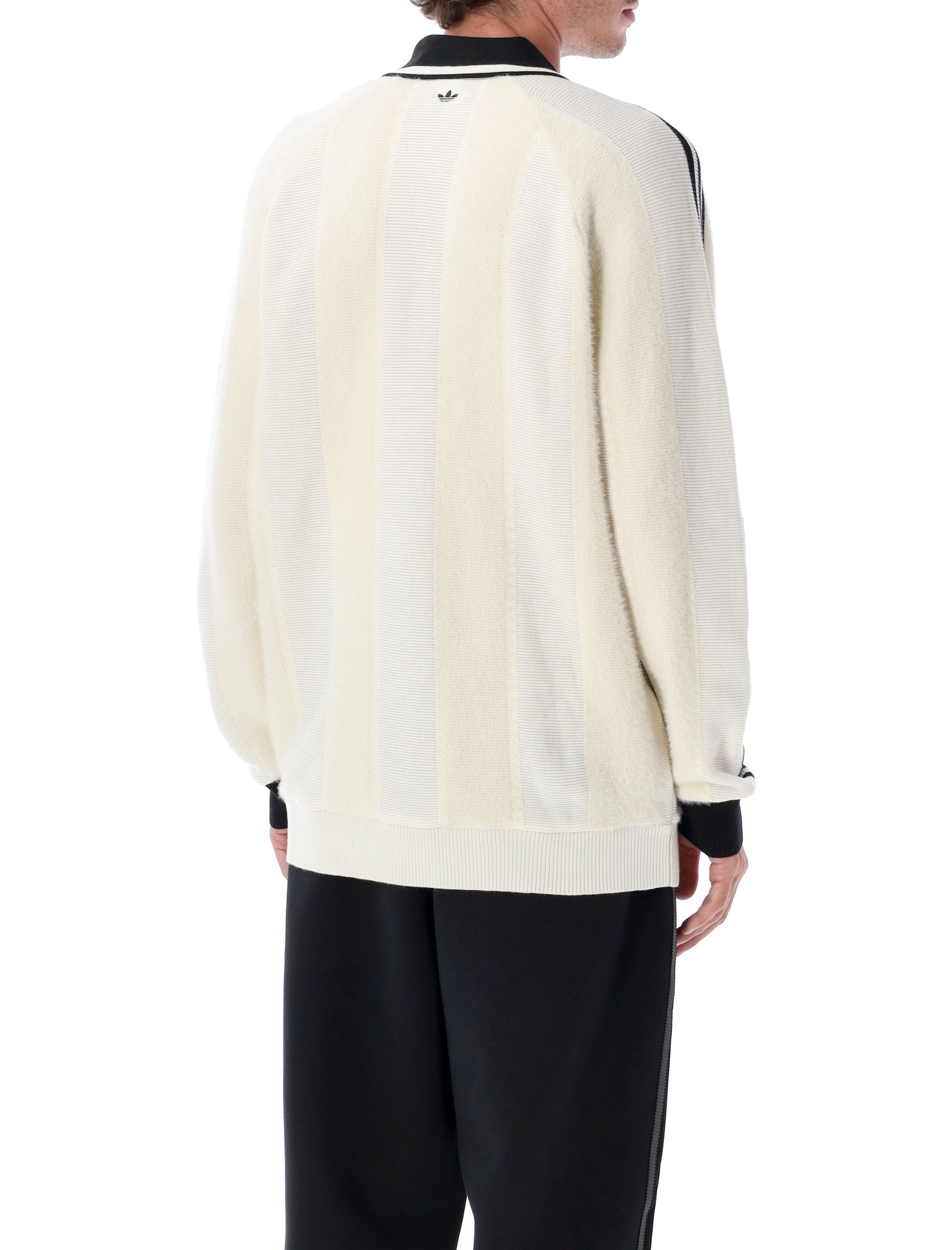 adidas Originals Premium Knitted Quarter-Button Jersey Cream White Recycled Polyester Sweater