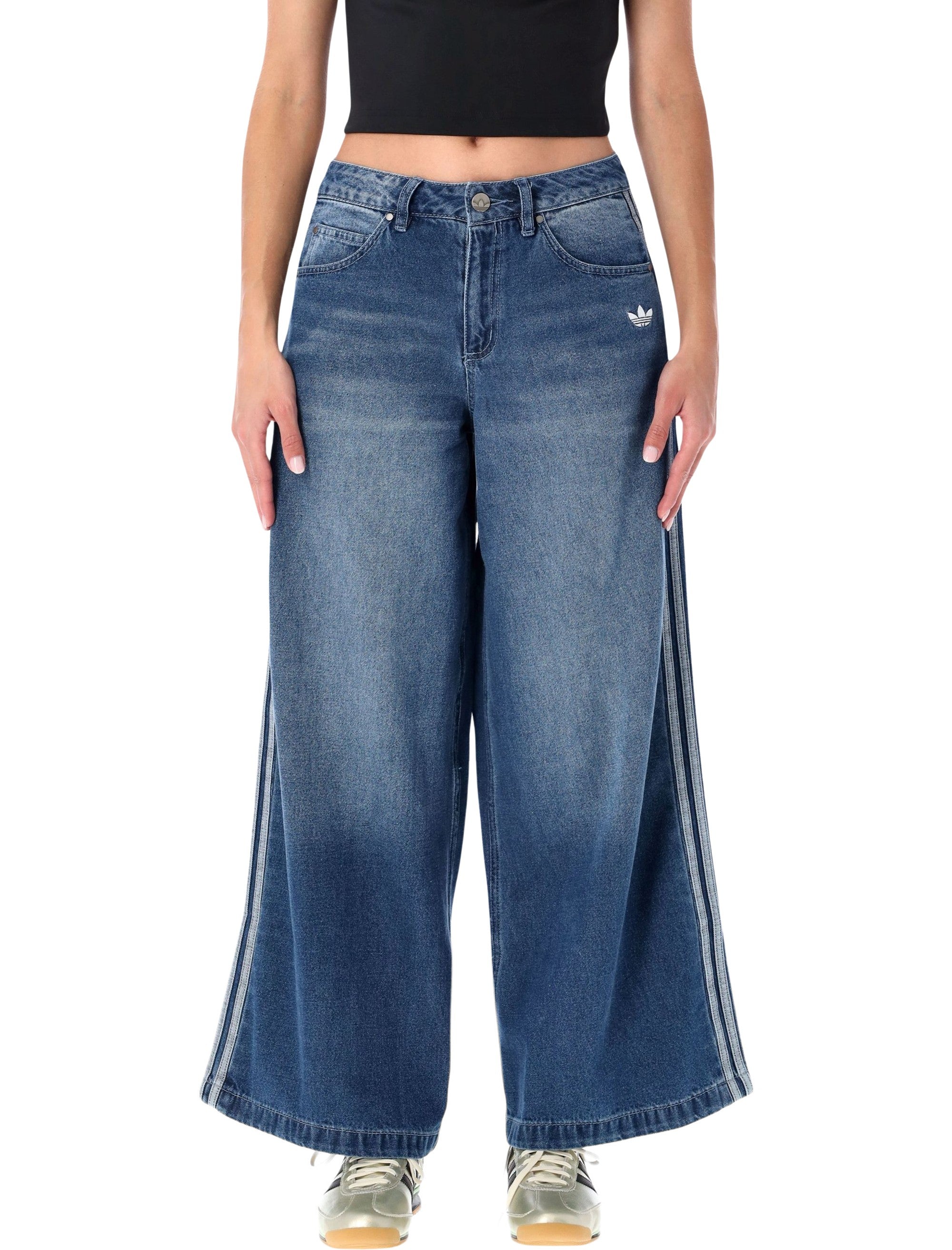 Adidas Adicolor wide leg denim jeans Inddnm Blue Cotton