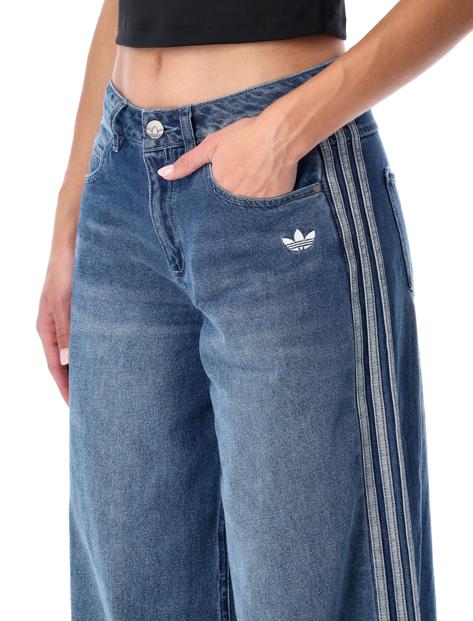 Adidas Adicolor wide leg denim jeans Inddnm Blue Cotton