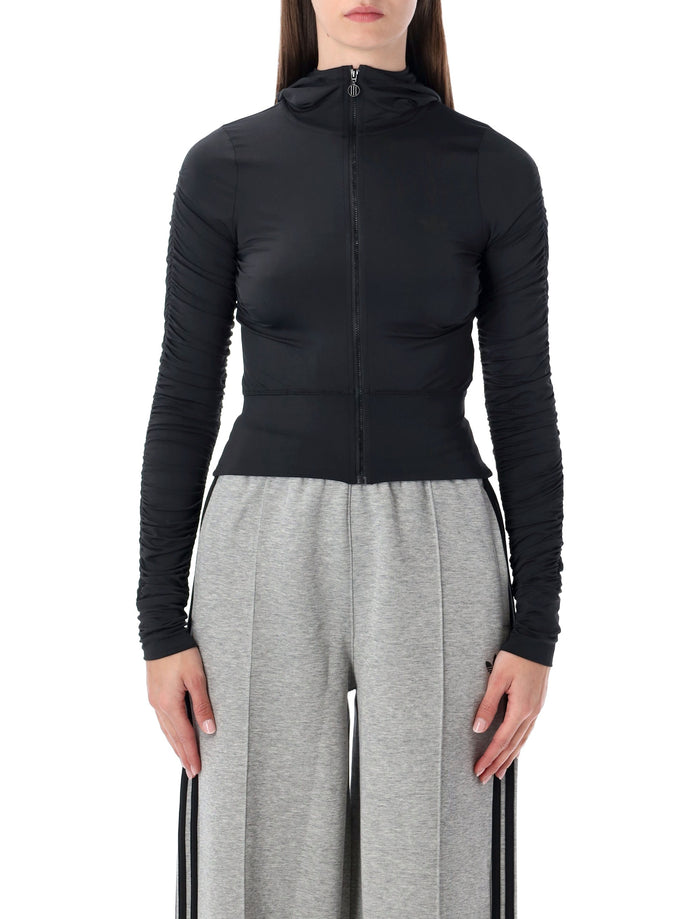 Adidas Originals black ruched training jacket Recycled Polyamide Top