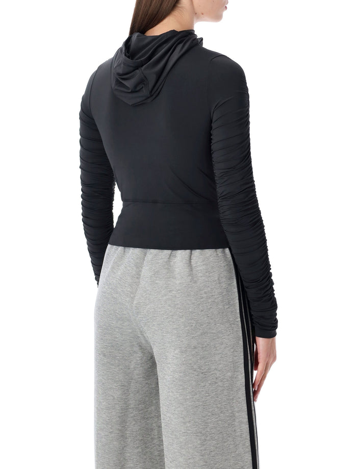 Adidas Originals black ruched training jacket Recycled Polyamide Top