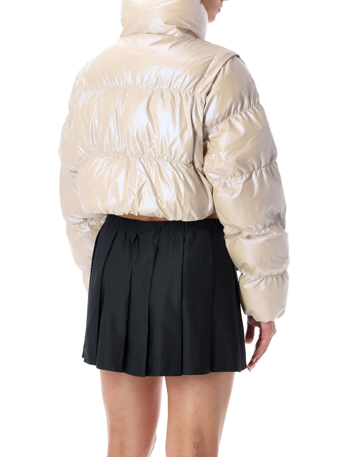 Adidas Originals glossy cropped puffer Sotkha Gold Polyurethane Lining Down Jacket