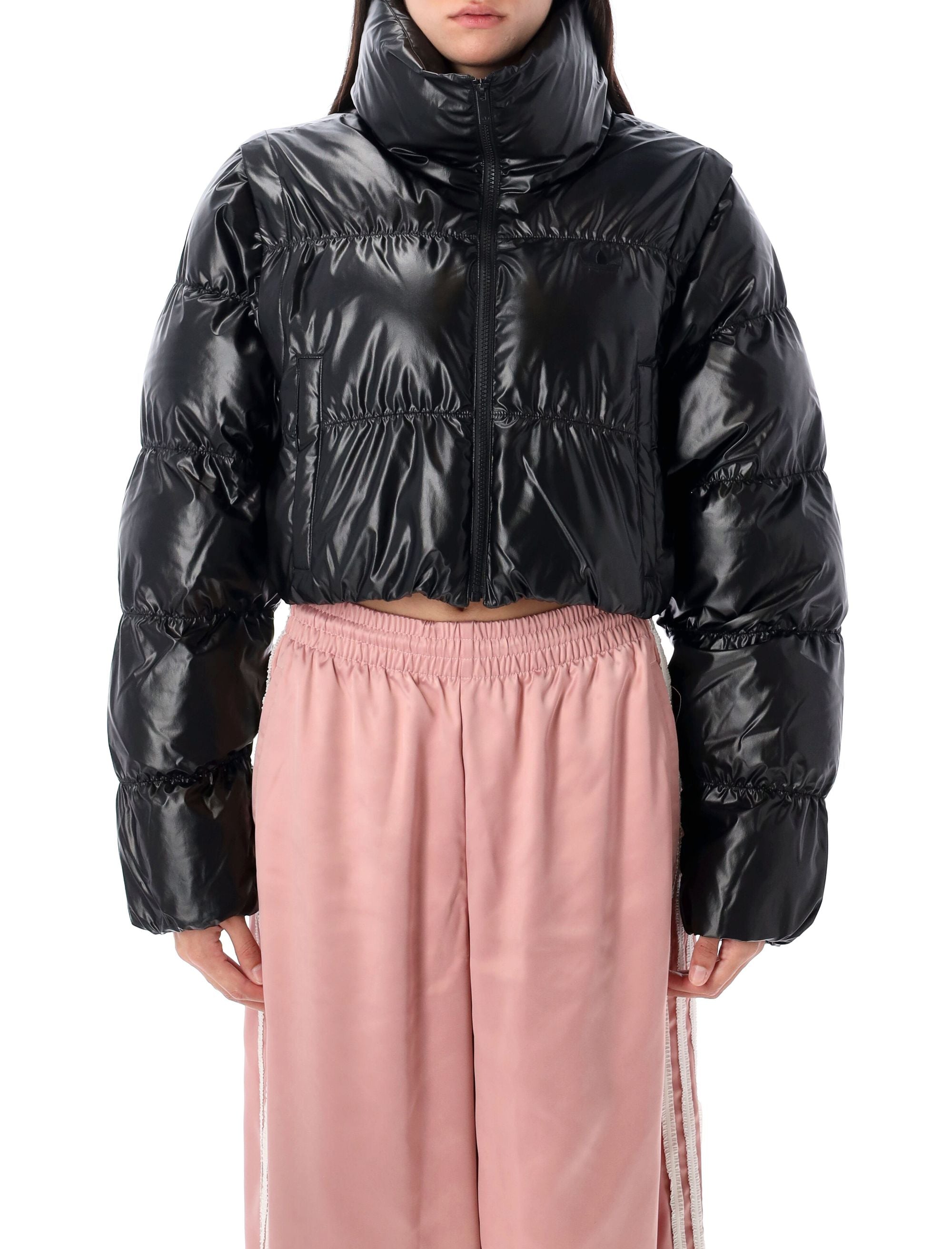 Essential glossy cropped puff jacket Black Polyurethane Lining