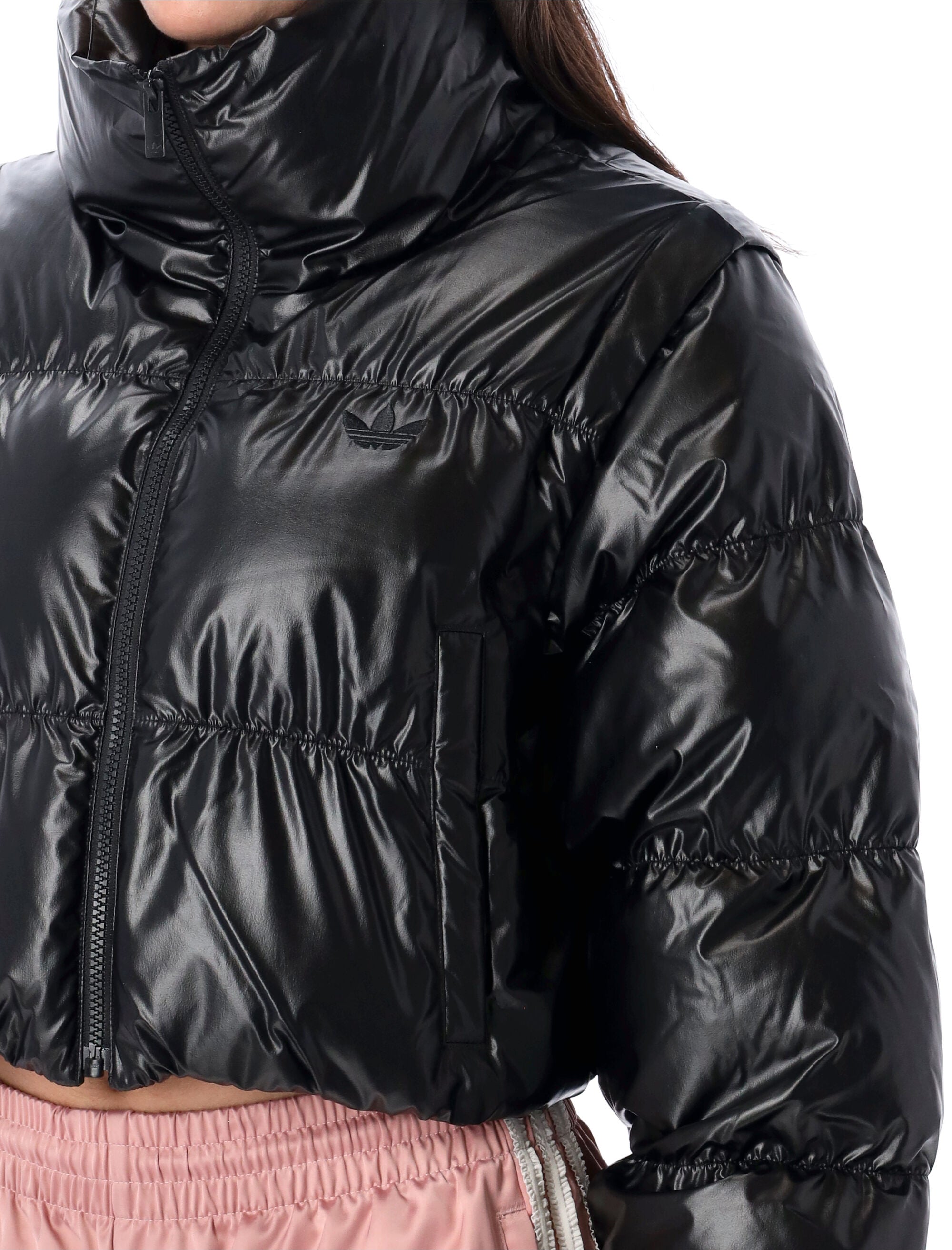 Essential glossy cropped puff jacket Black Polyurethane Lining