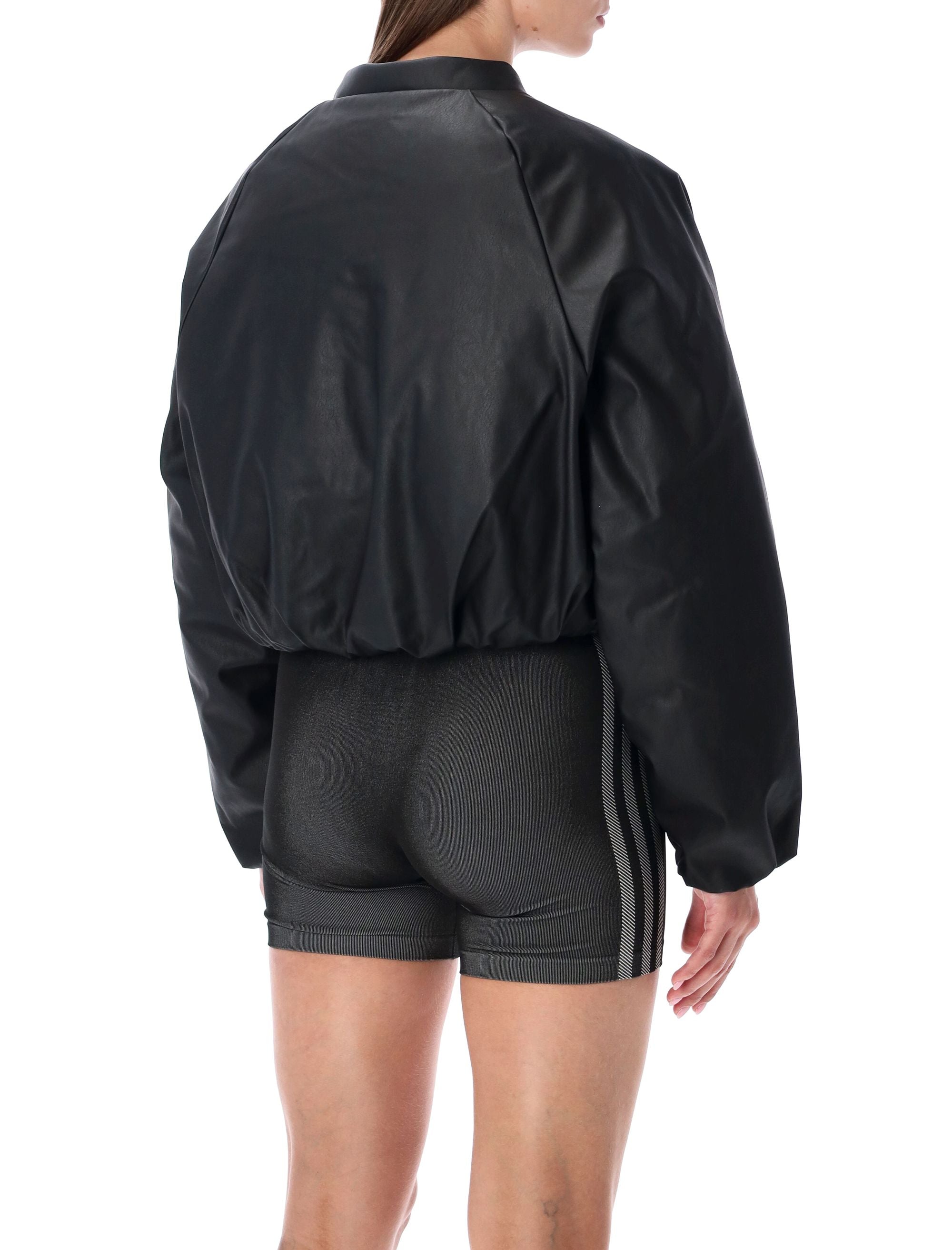 Adidas Originals Pleather Bomber Synthetic Down Jacket Black Polyurethane Lining